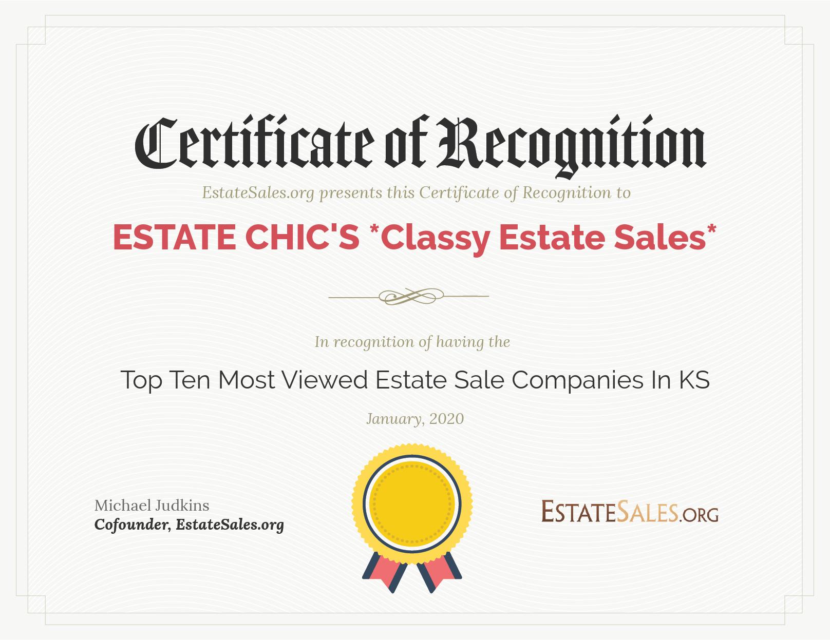 Most Viewed Estate Sale Company Award