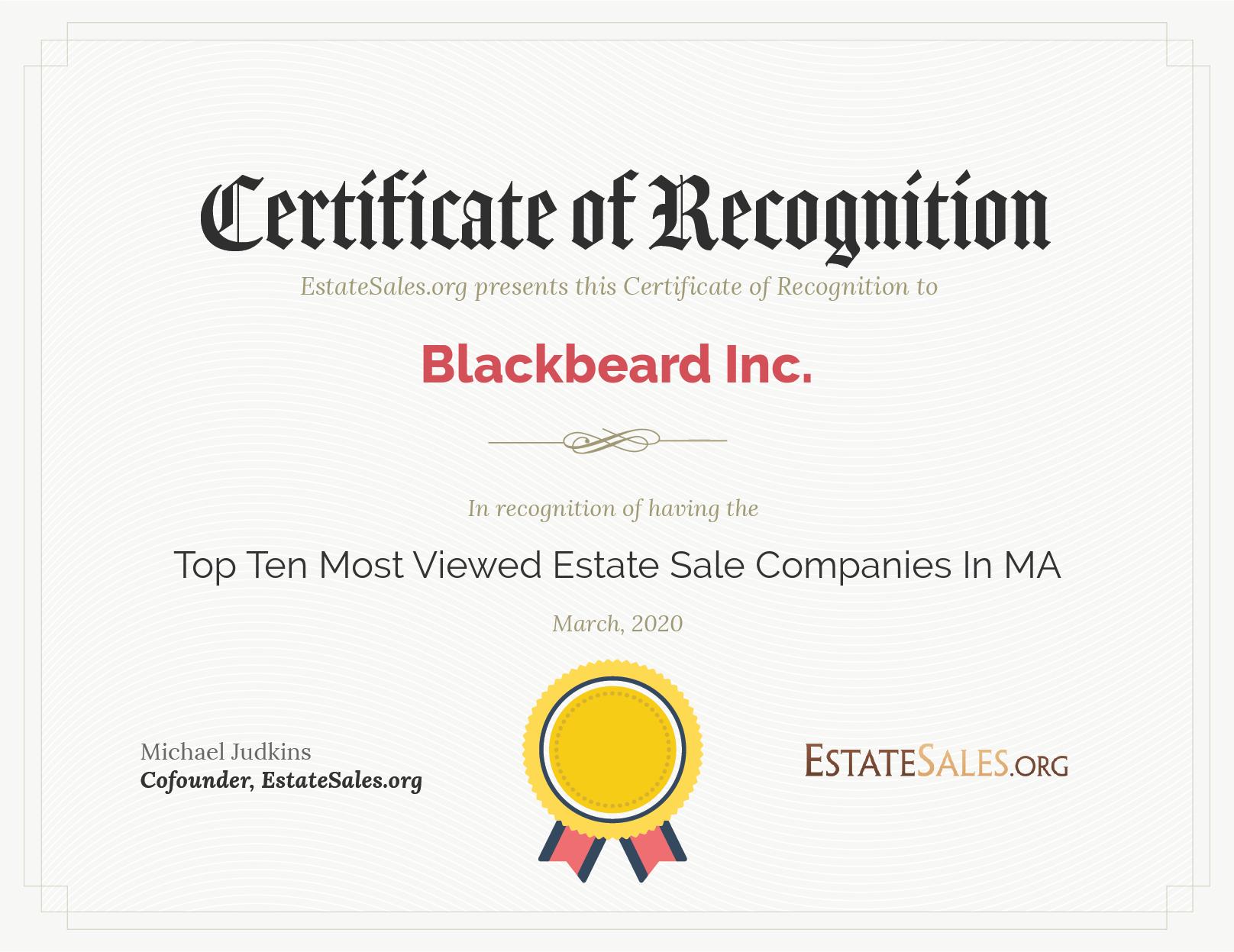 Most Viewed Estate Sale Company Award