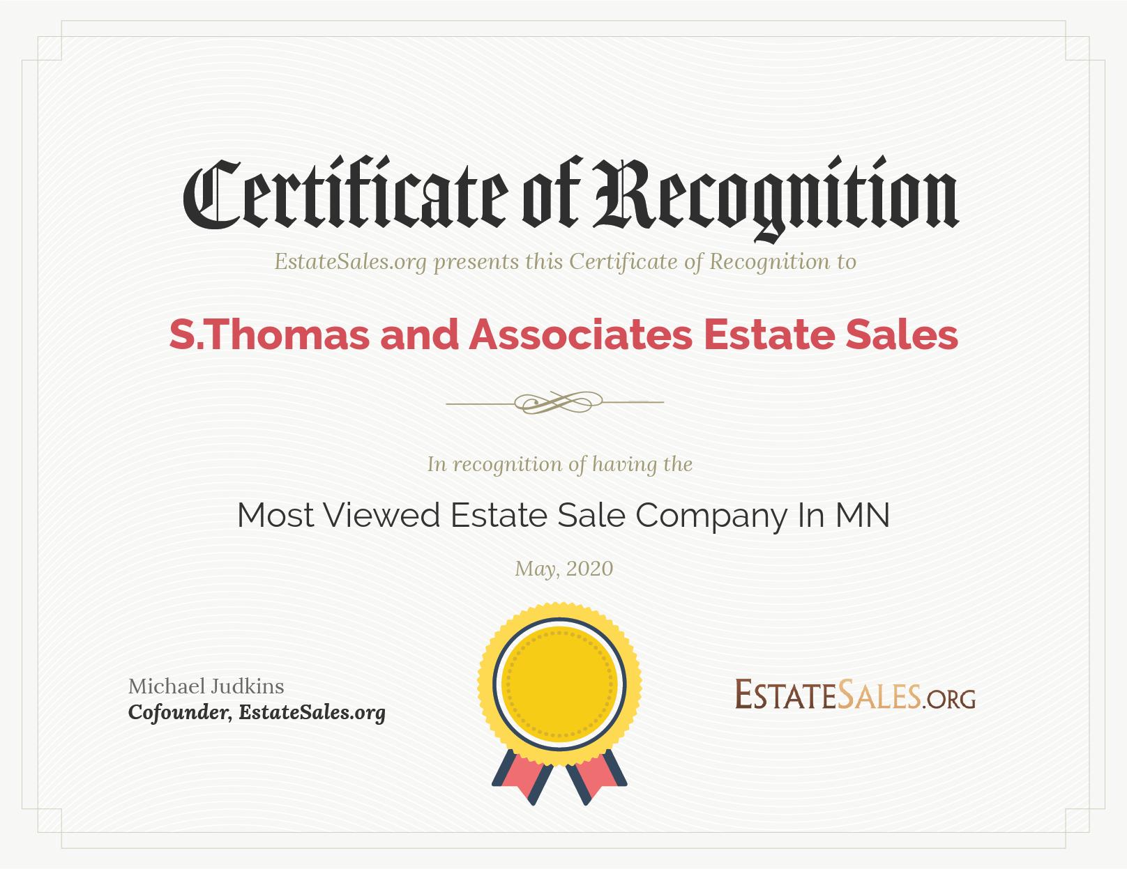 Most Viewed Estate Sale Company Award