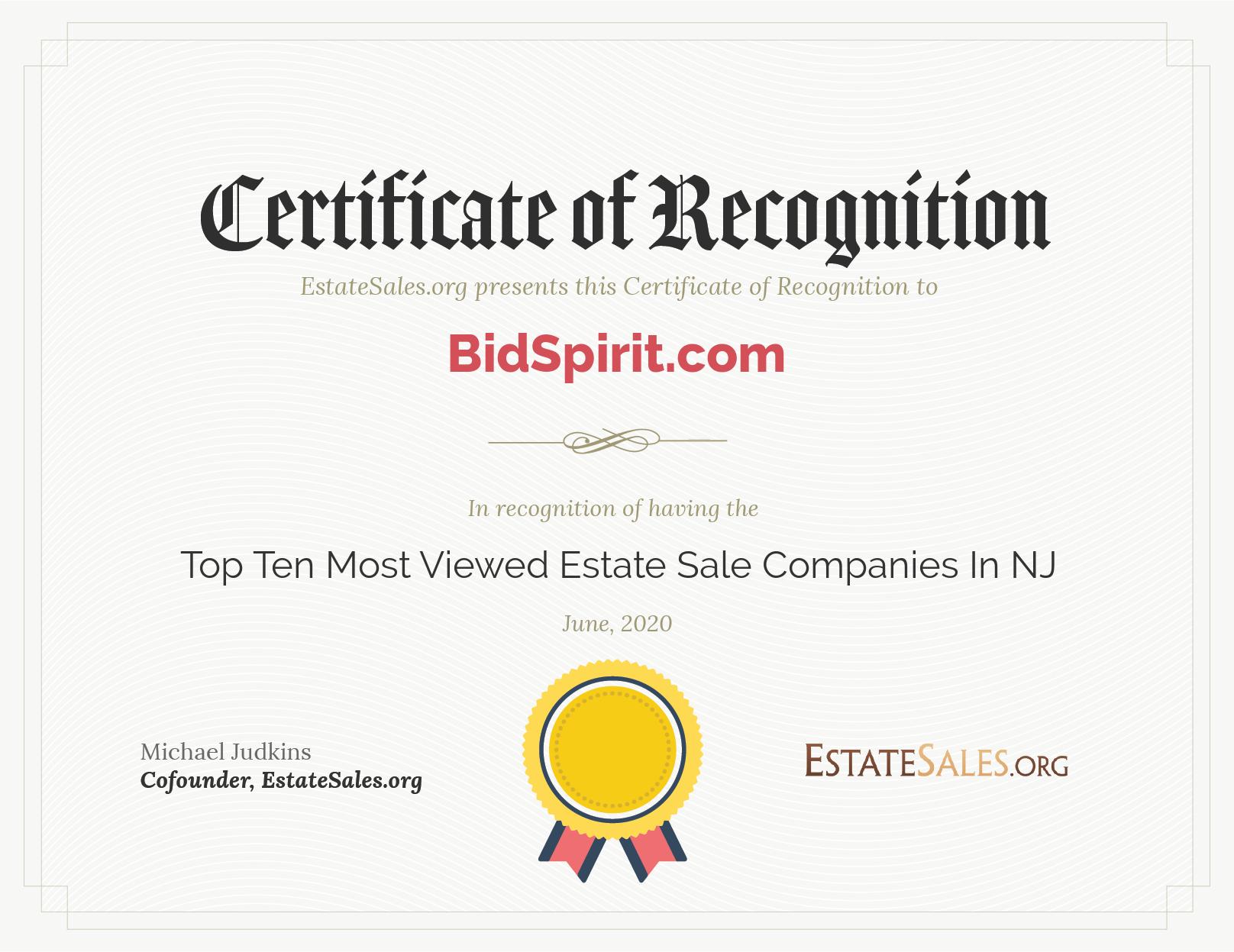 Most Viewed Estate Sale Company Award