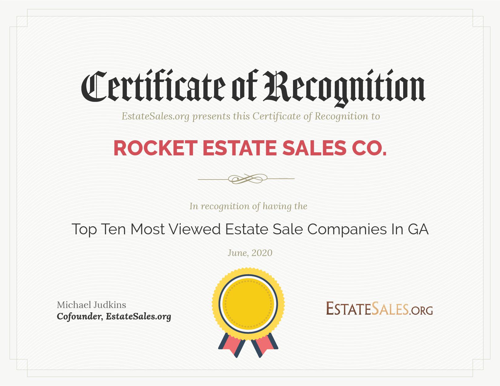 Most Viewed Estate Sale Company Award