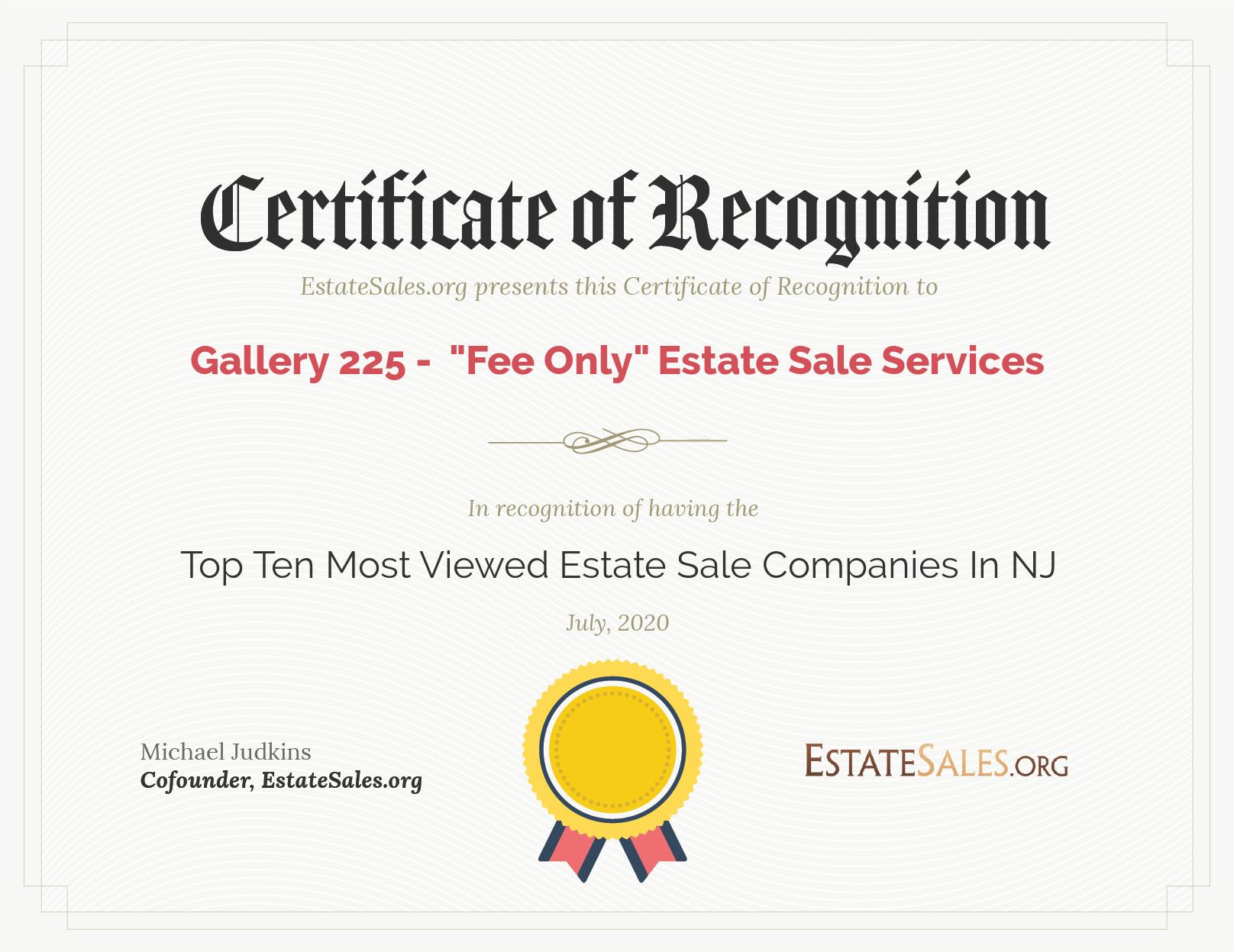 Most Viewed Estate Sale Company Award