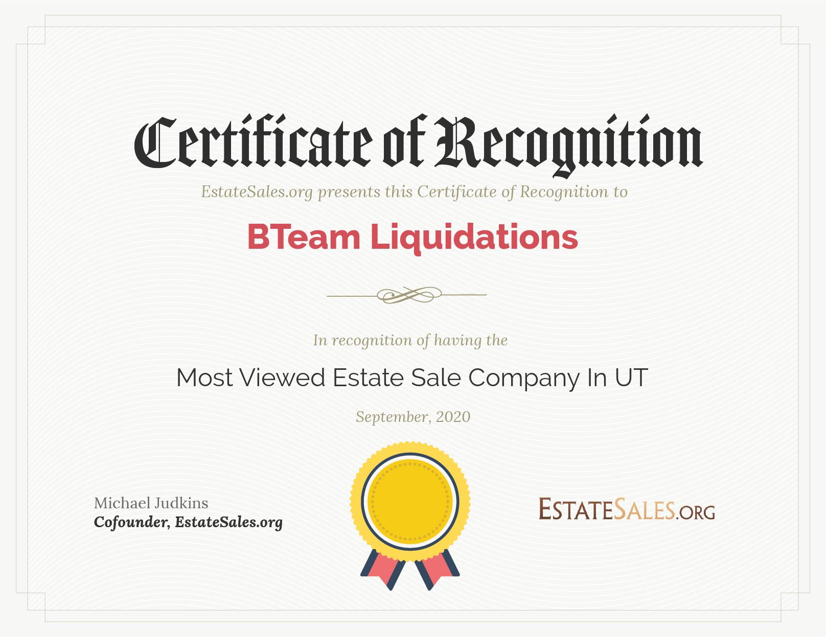 Most Viewed Estate Sale Company Award