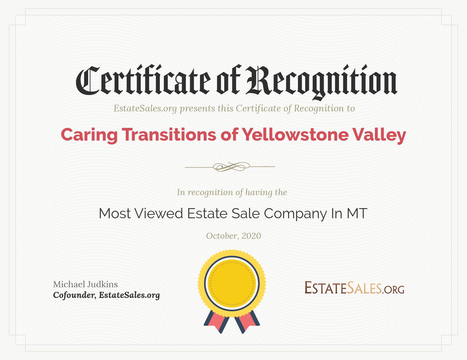 Most Viewed Estate Sale Company Award