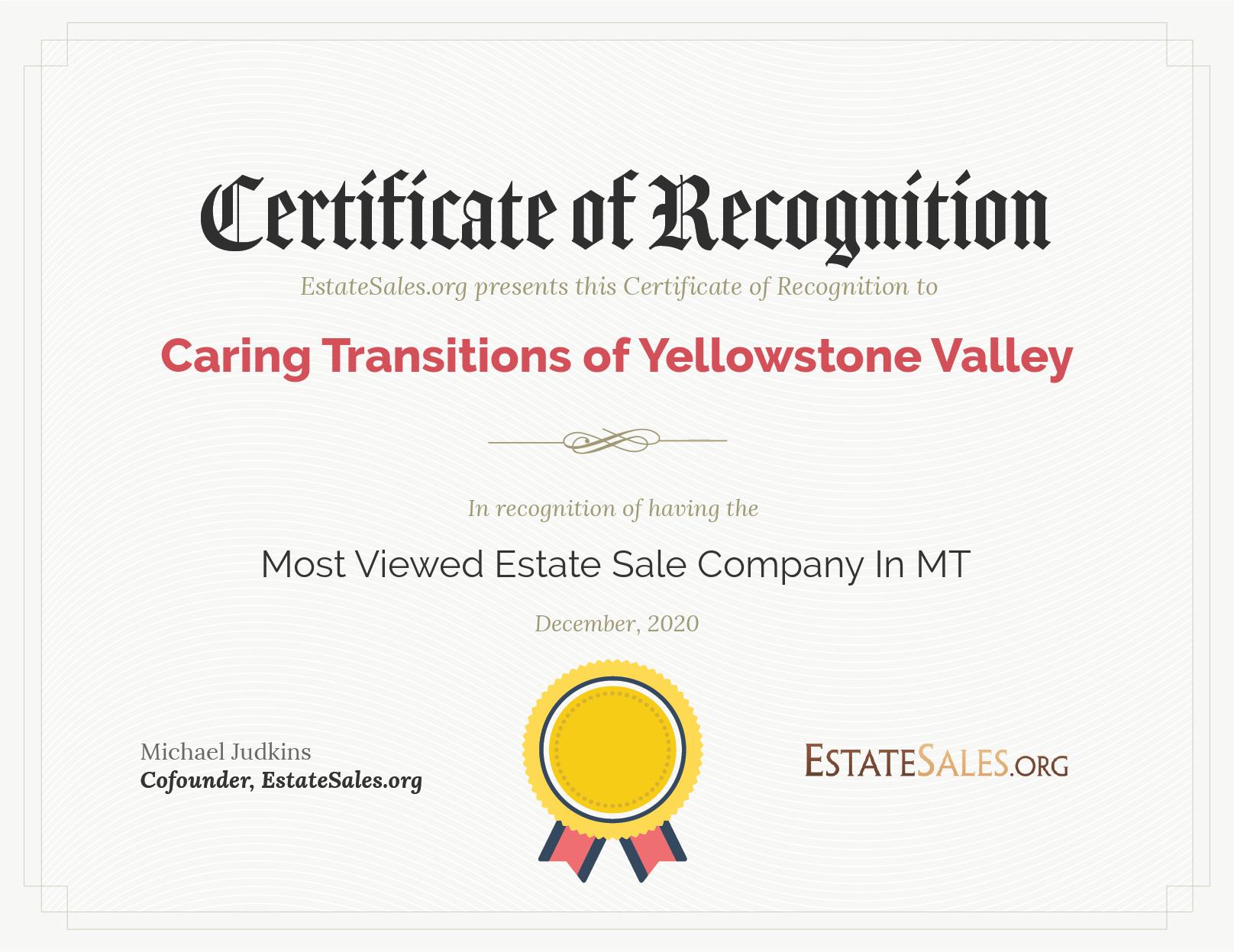 Most Viewed Estate Sale Company Award