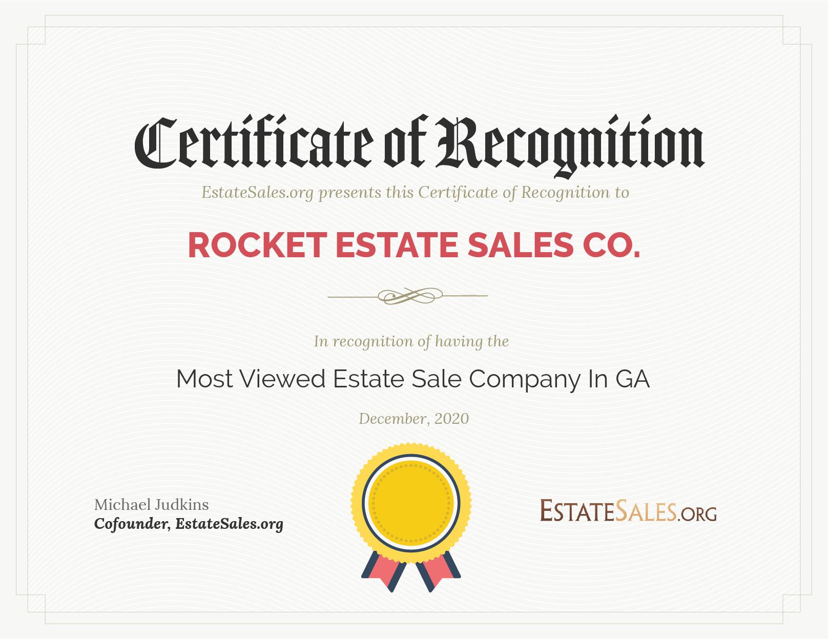 Most Viewed Estate Sale Company Award