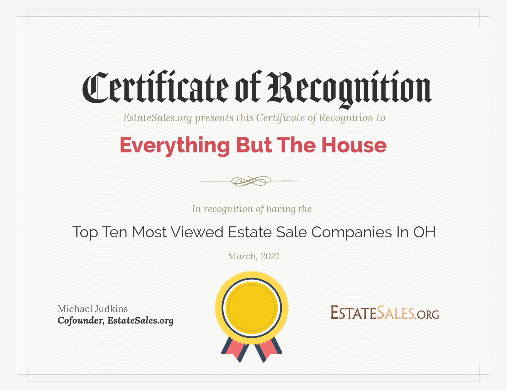 Most Viewed Estate Sale Company Award