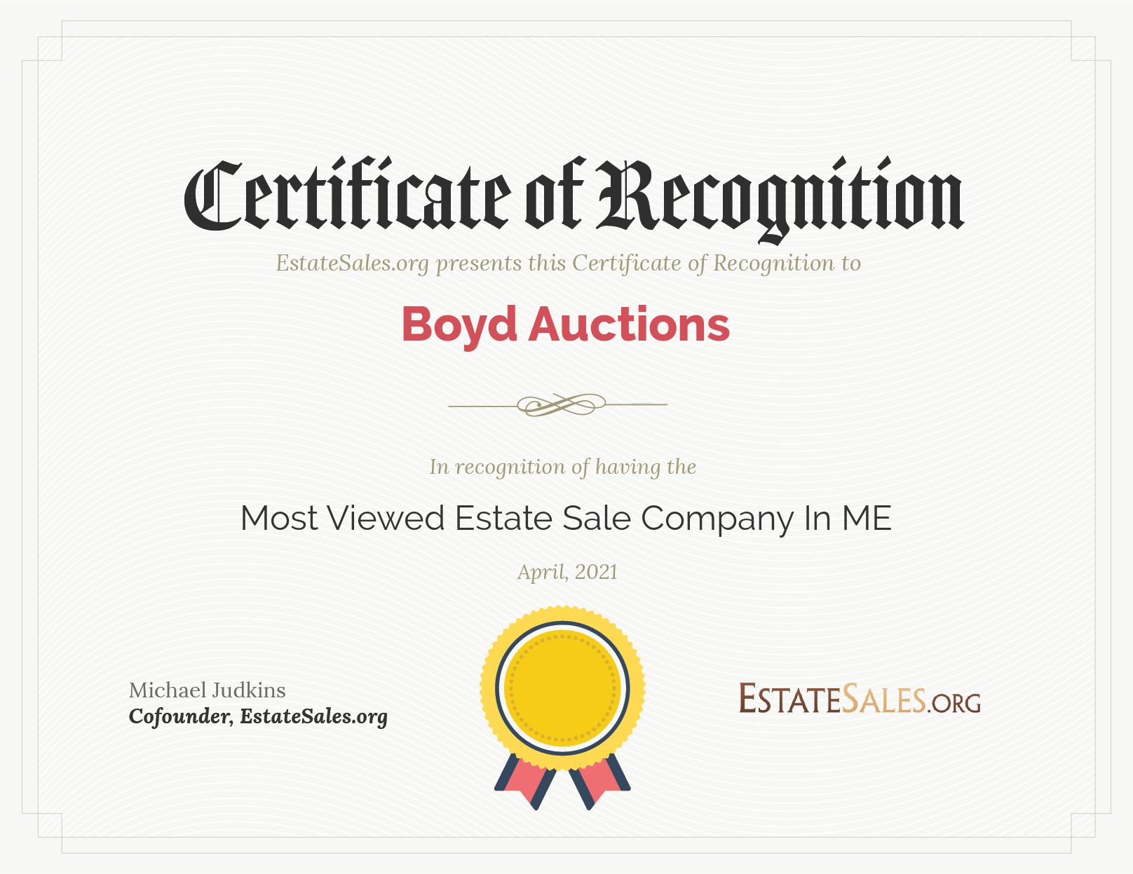 Most Viewed Estate Sale Company Award