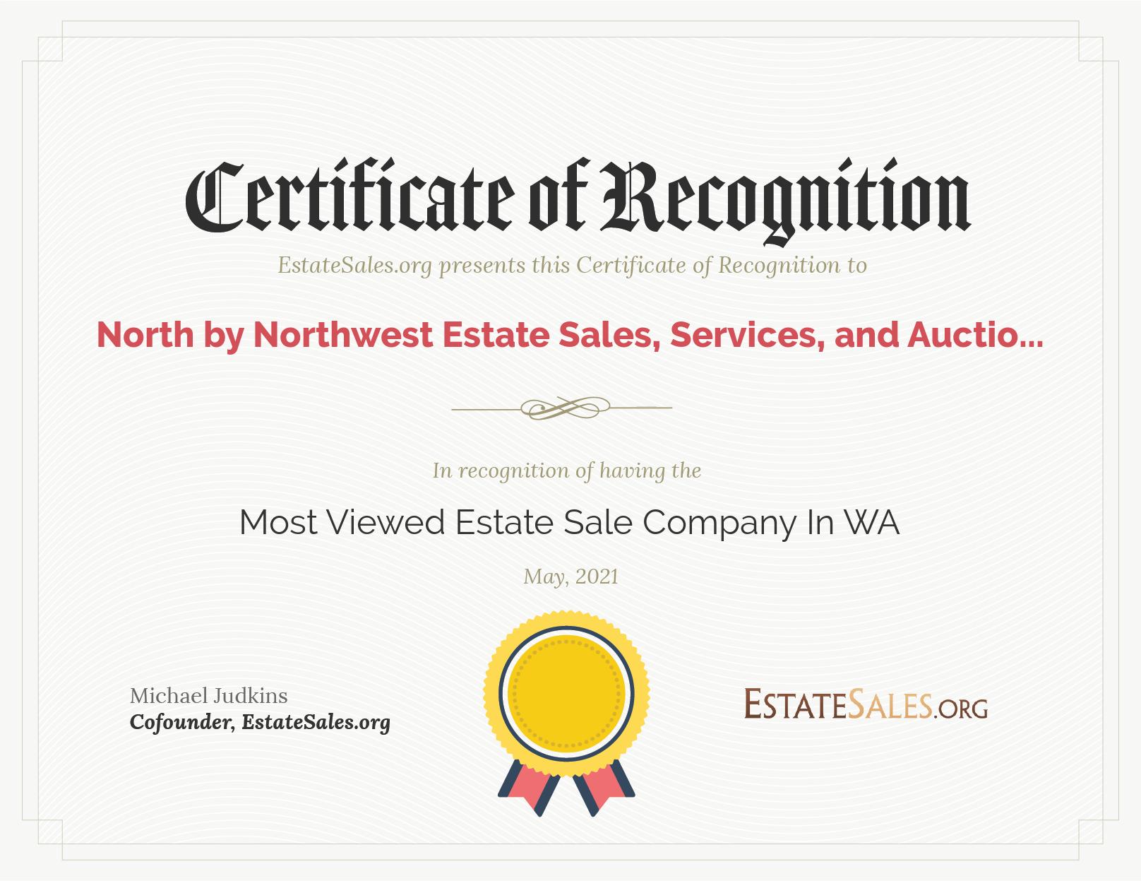 Most Viewed Estate Sale Company Award