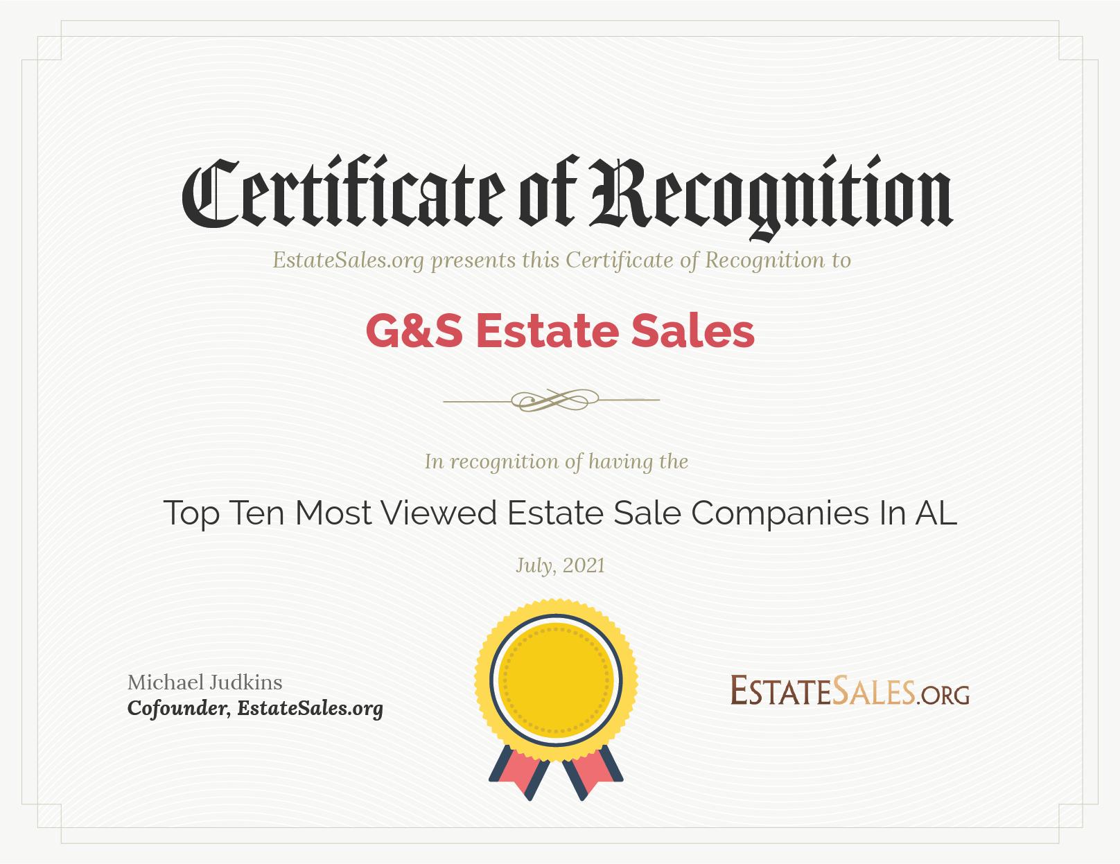 Most Viewed Estate Sale Company Award