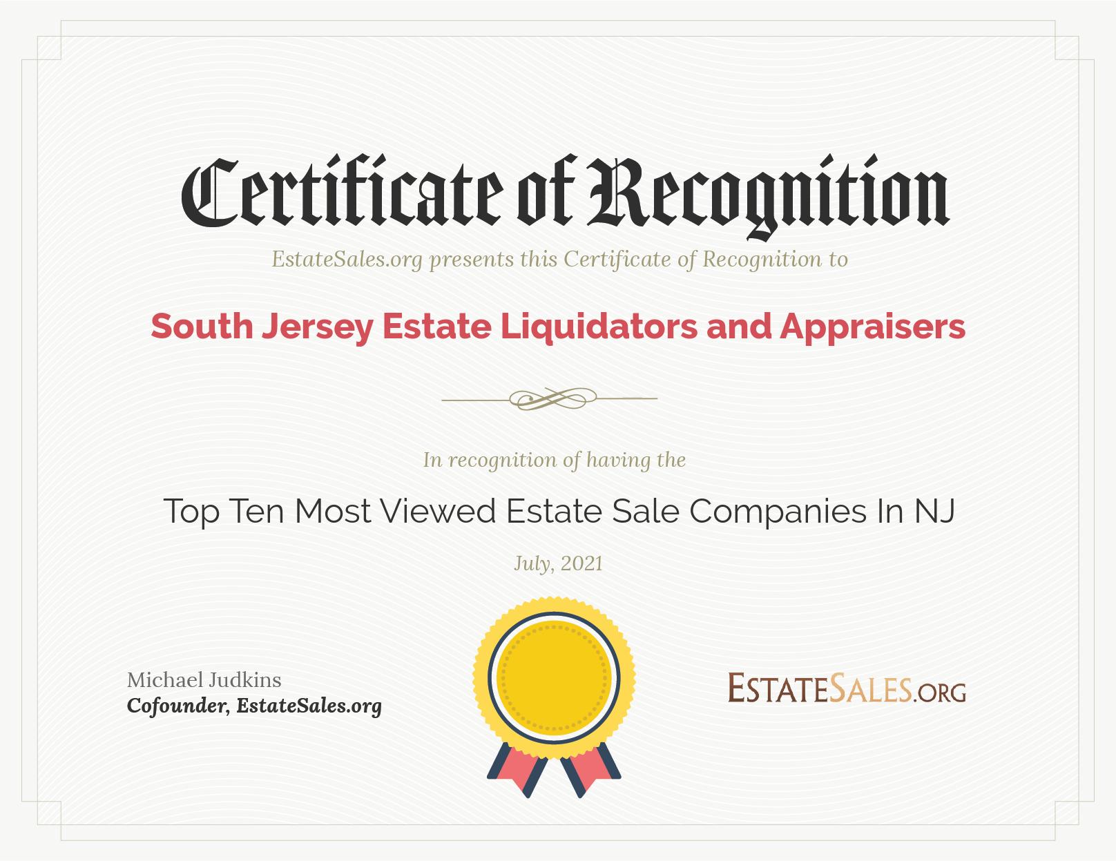 Most Viewed Estate Sale Company Award