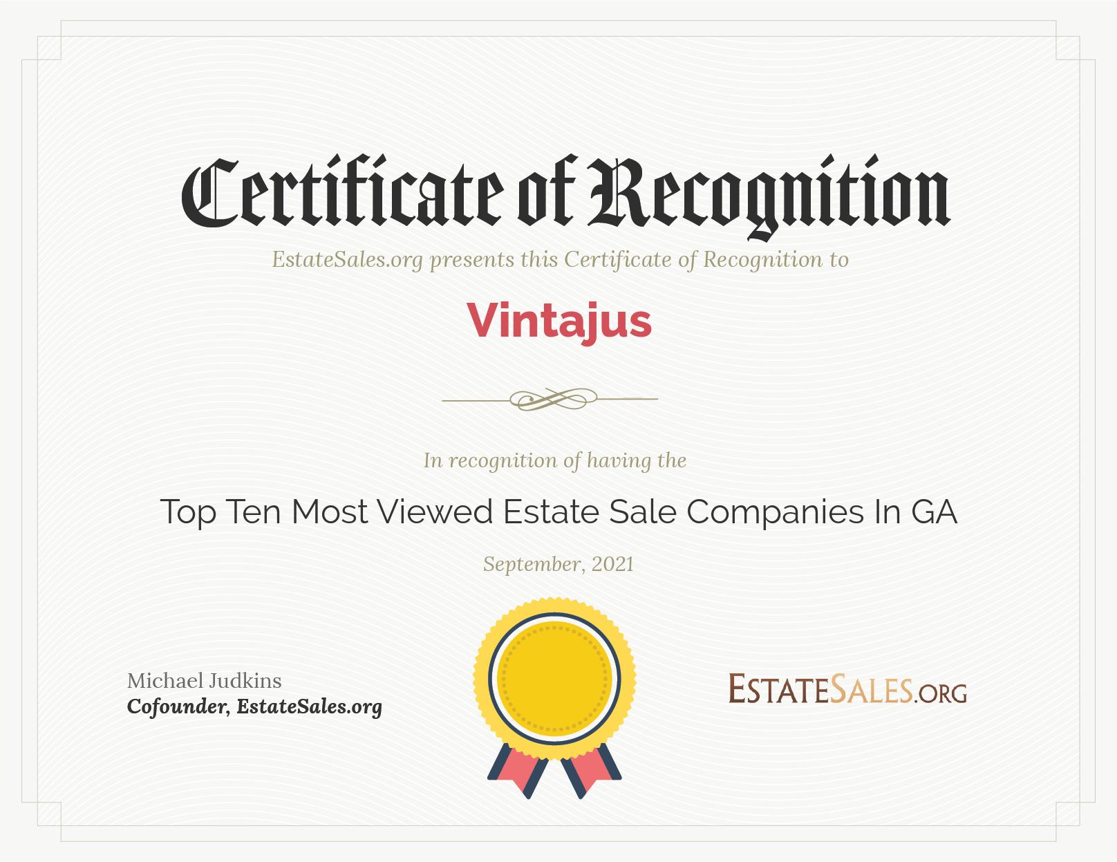 Most Viewed Estate Sale Company Award