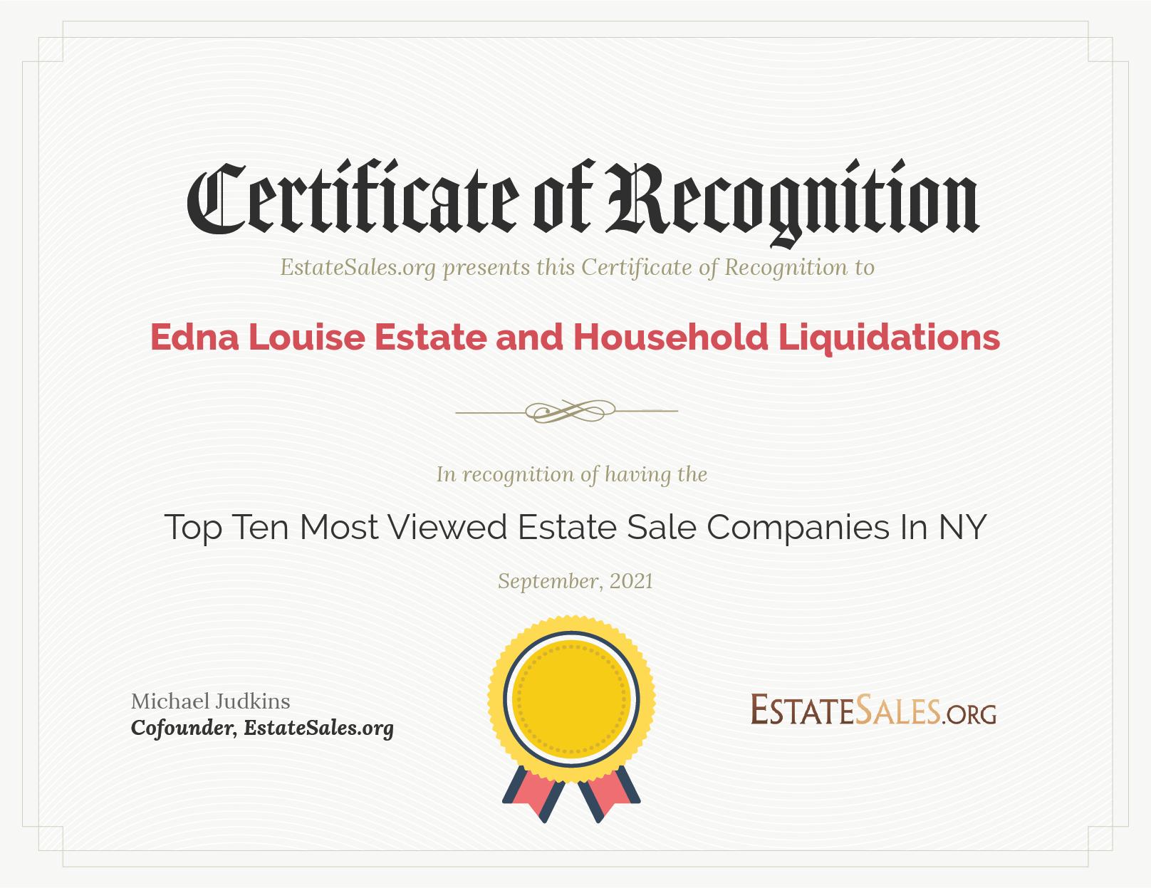 Most Viewed Estate Sale Company Award