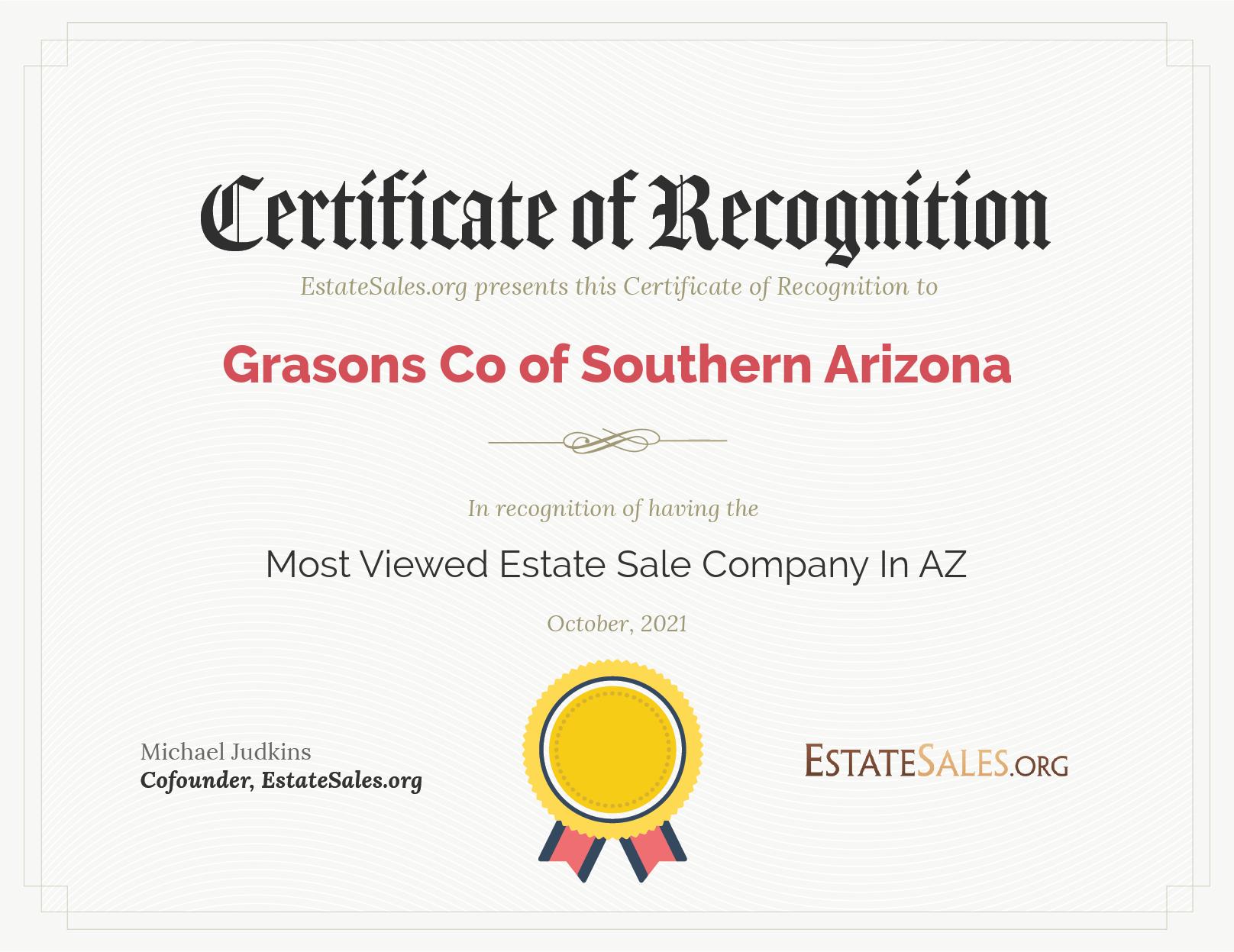 Most Viewed Estate Sale Company Award