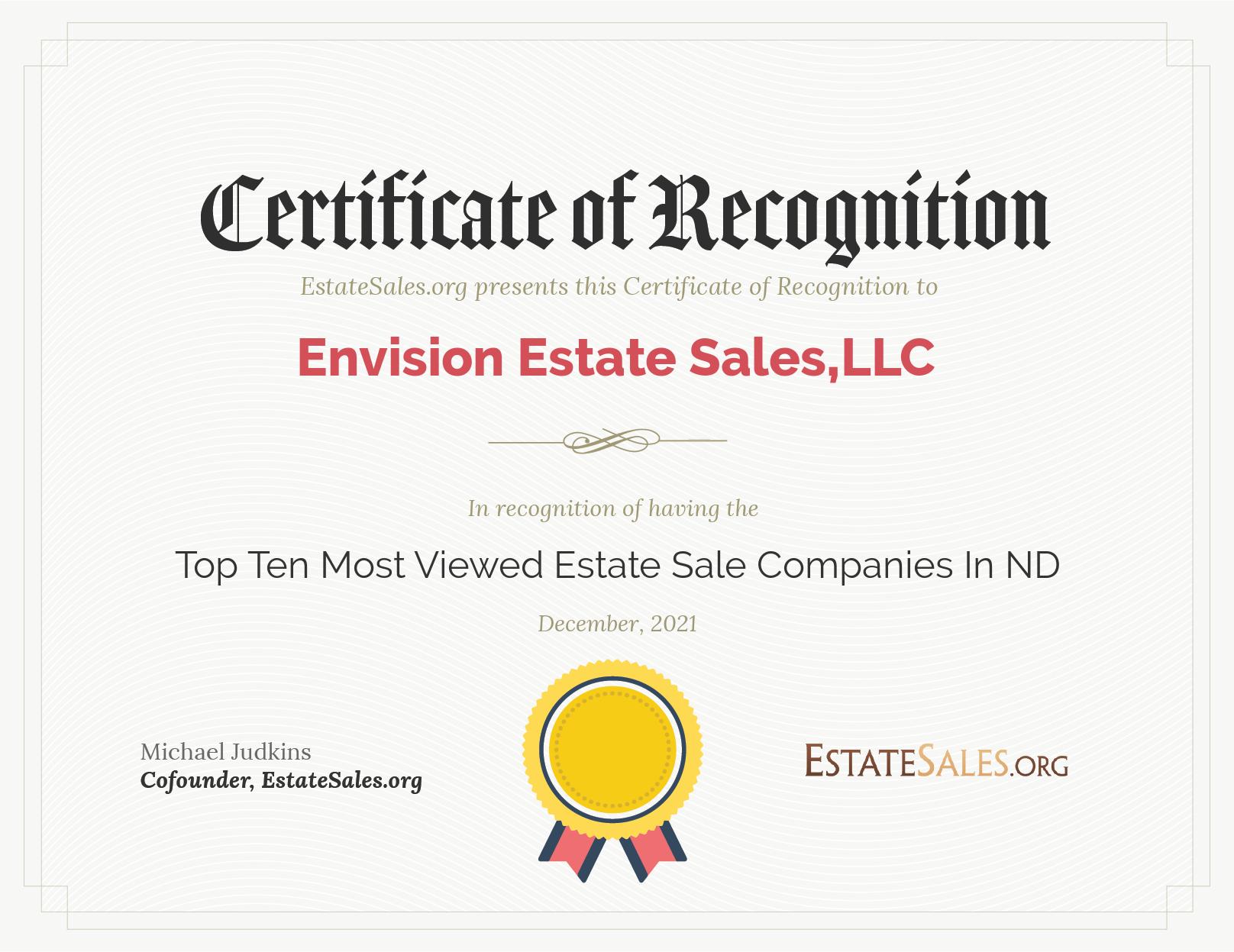 Most Viewed Estate Sale Company Award