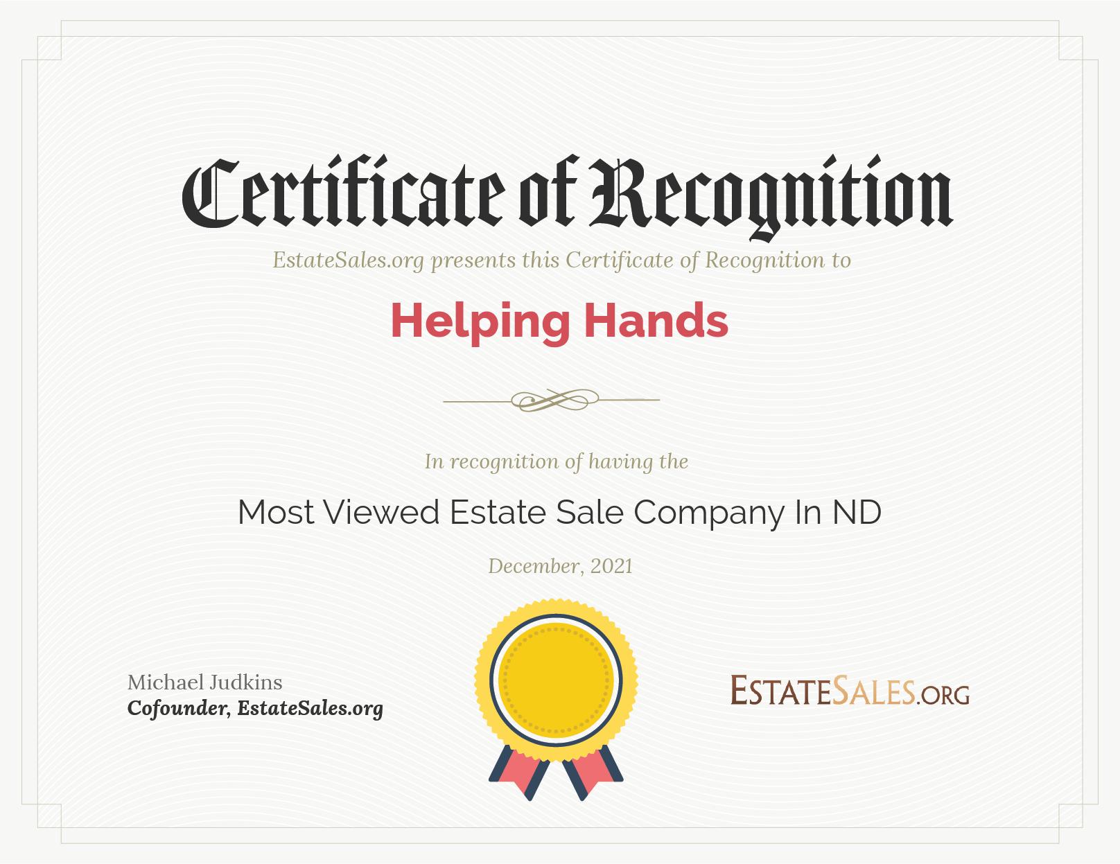 Most Viewed Estate Sale Company Award