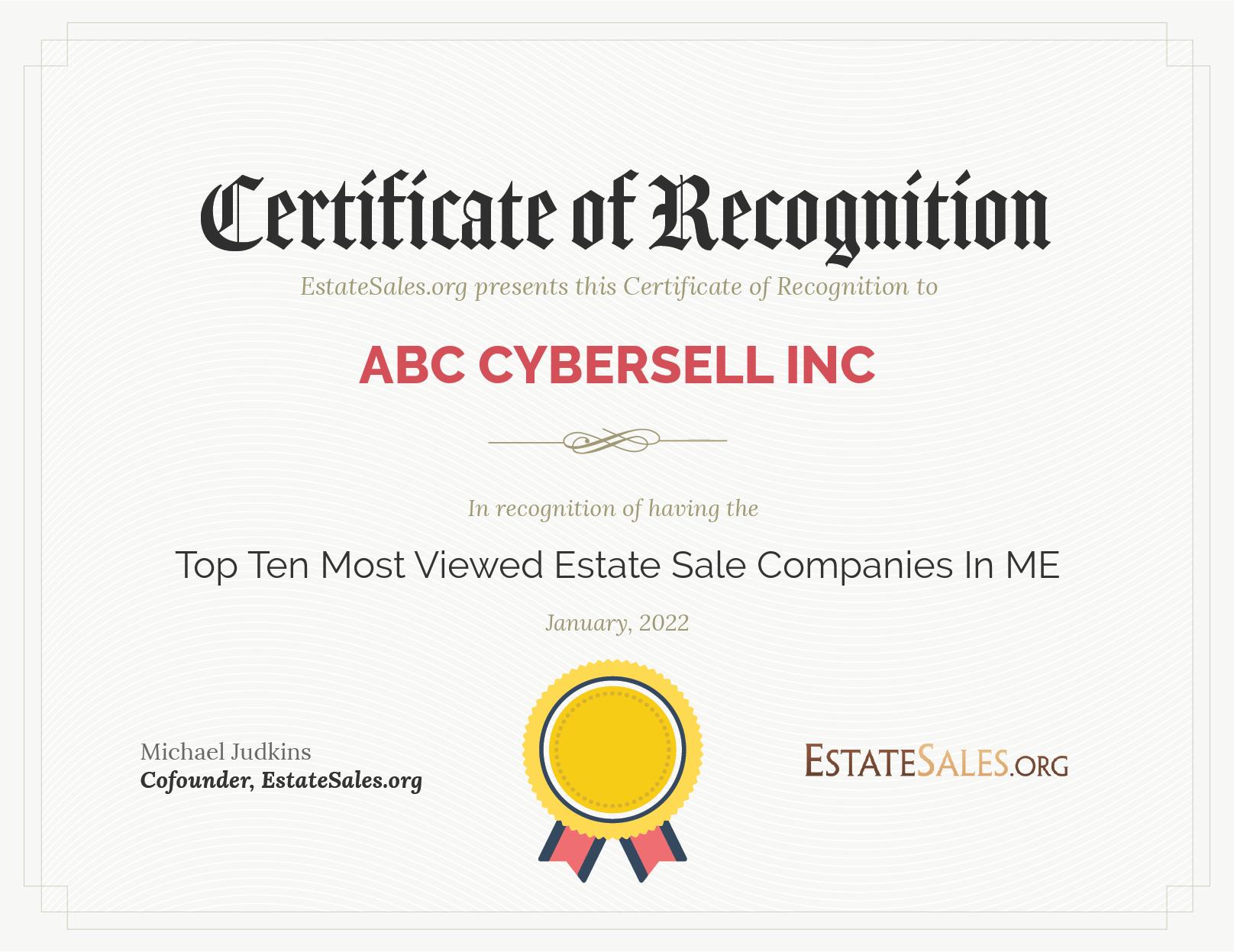 Most Viewed Estate Sale Company Award