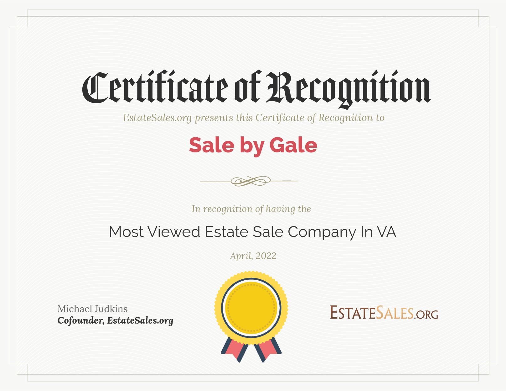 Most Viewed Estate Sale Company Award