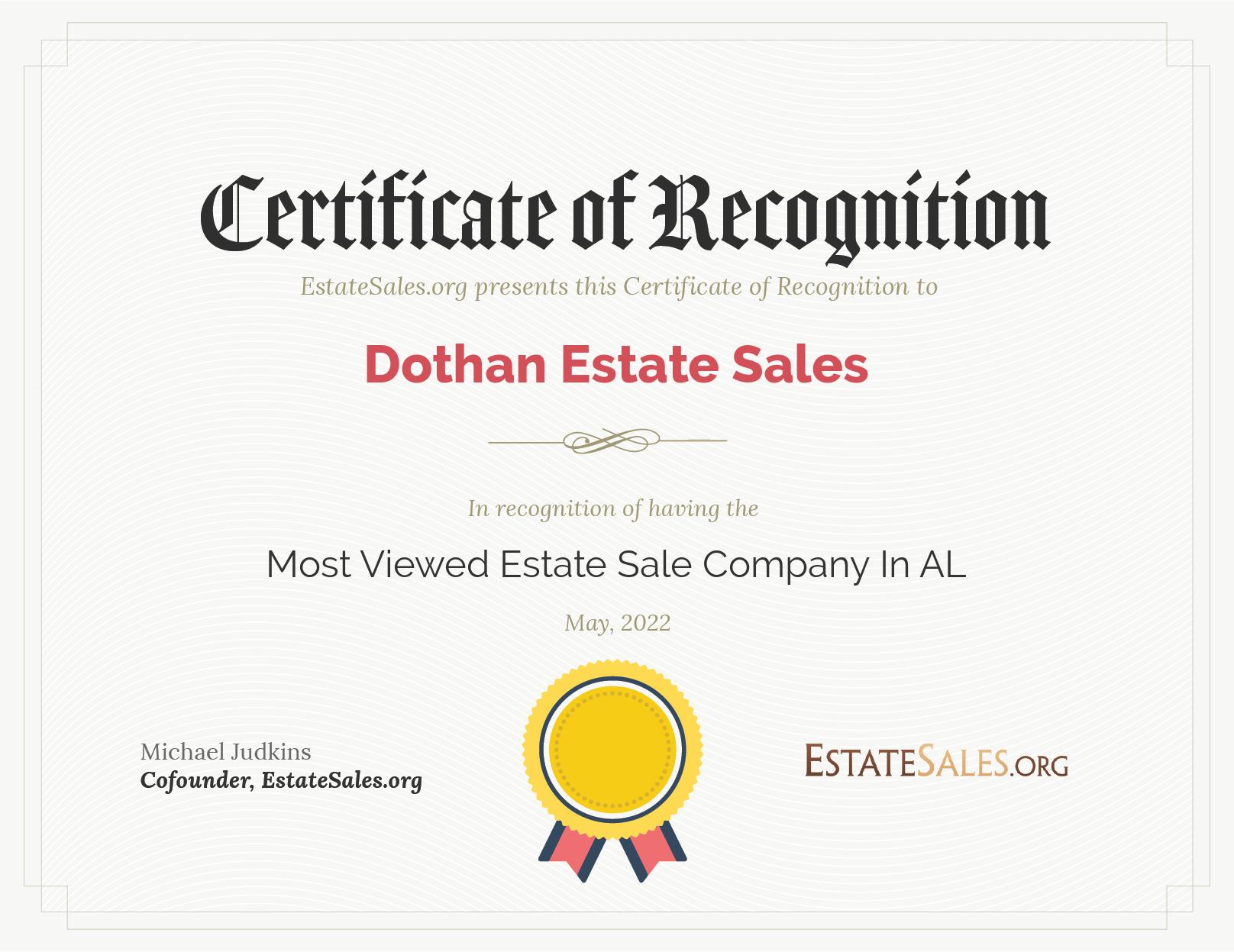 Most Viewed Estate Sale Company Award