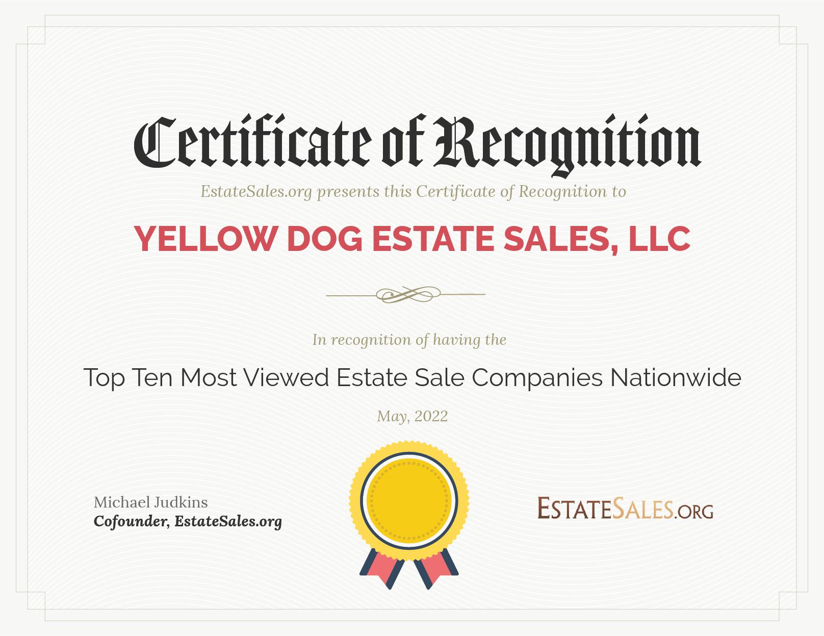 Most Viewed Estate Sale Company Award