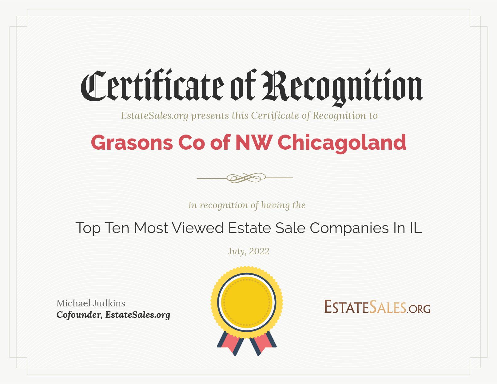 Most Viewed Estate Sale Company Award