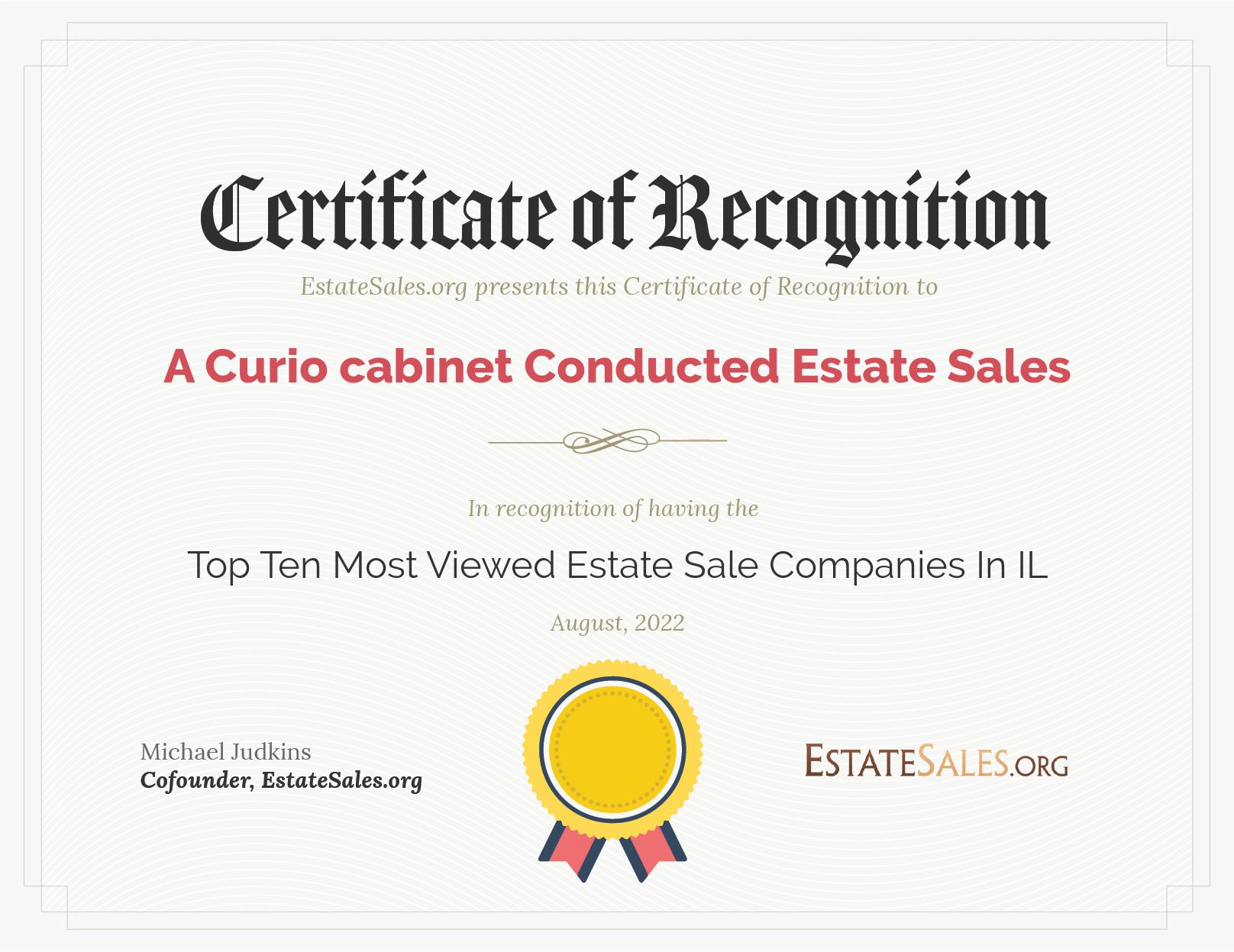 Most Viewed Estate Sale Company Award