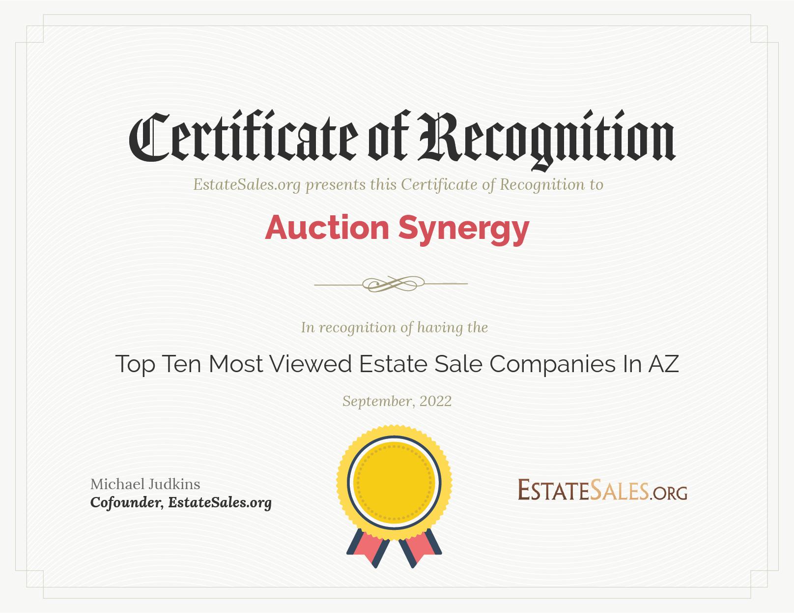 Most Viewed Estate Sale Company Award