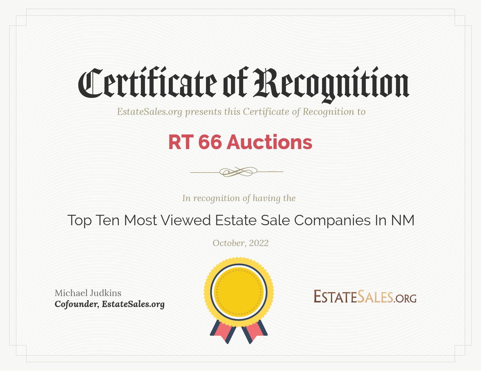 Most Viewed Estate Sale Company Award