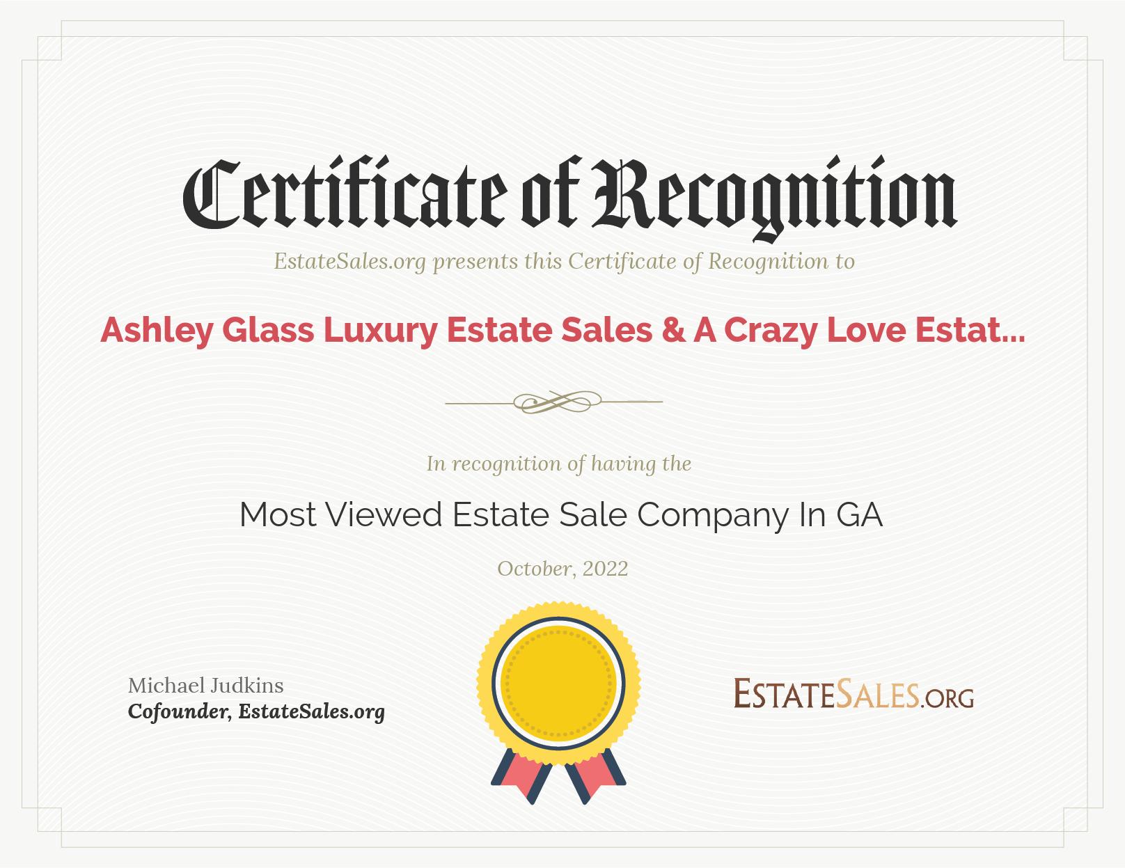 Most Viewed Estate Sale Company Award