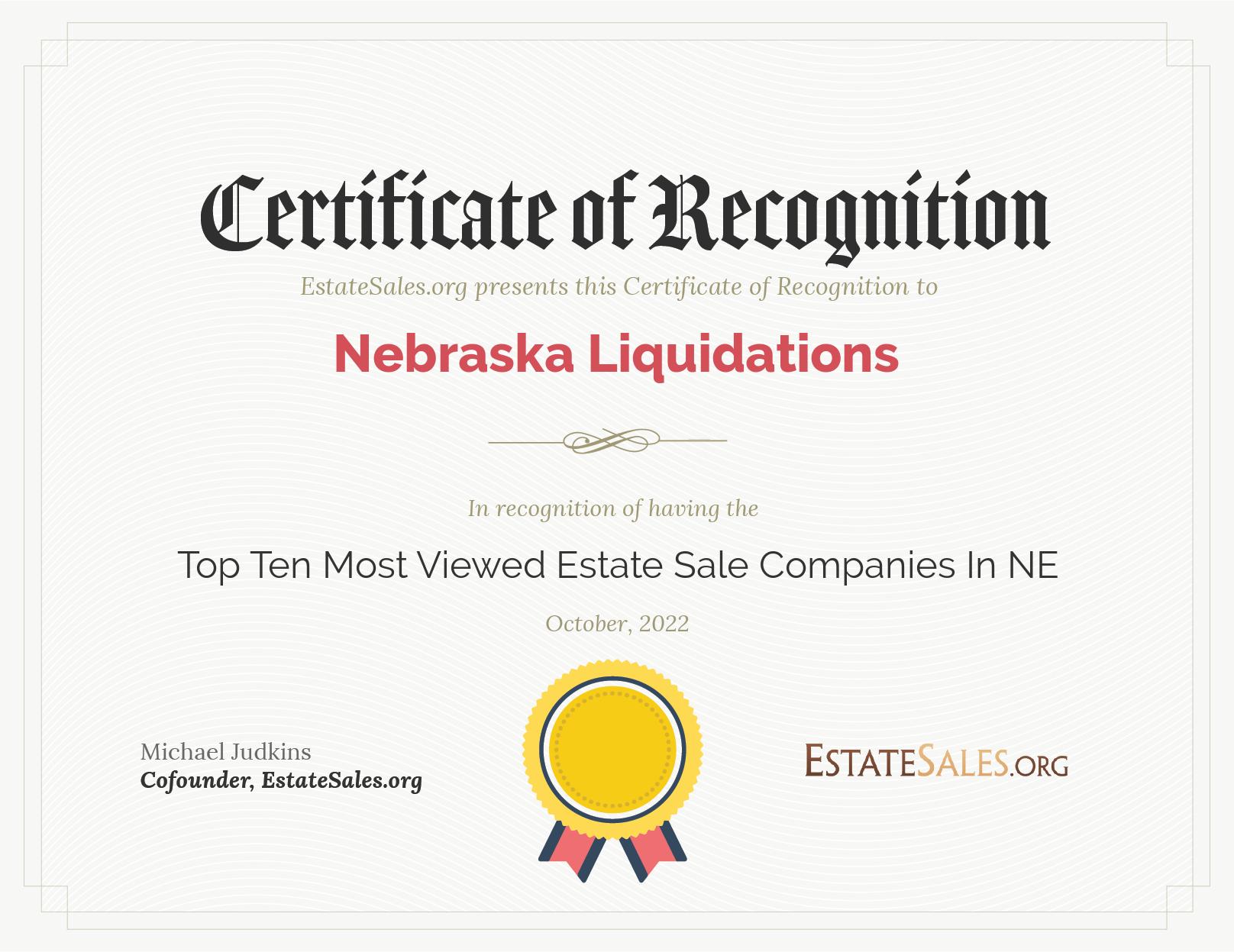 Most Viewed Estate Sale Company Award