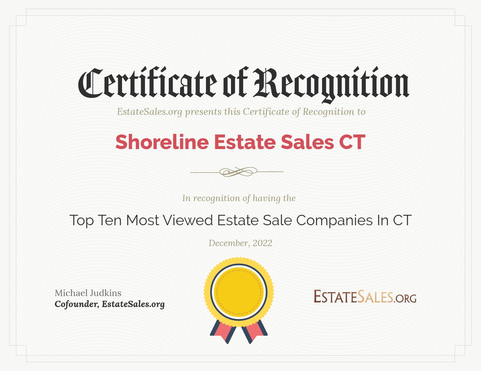 Most Viewed Estate Sale Company Award