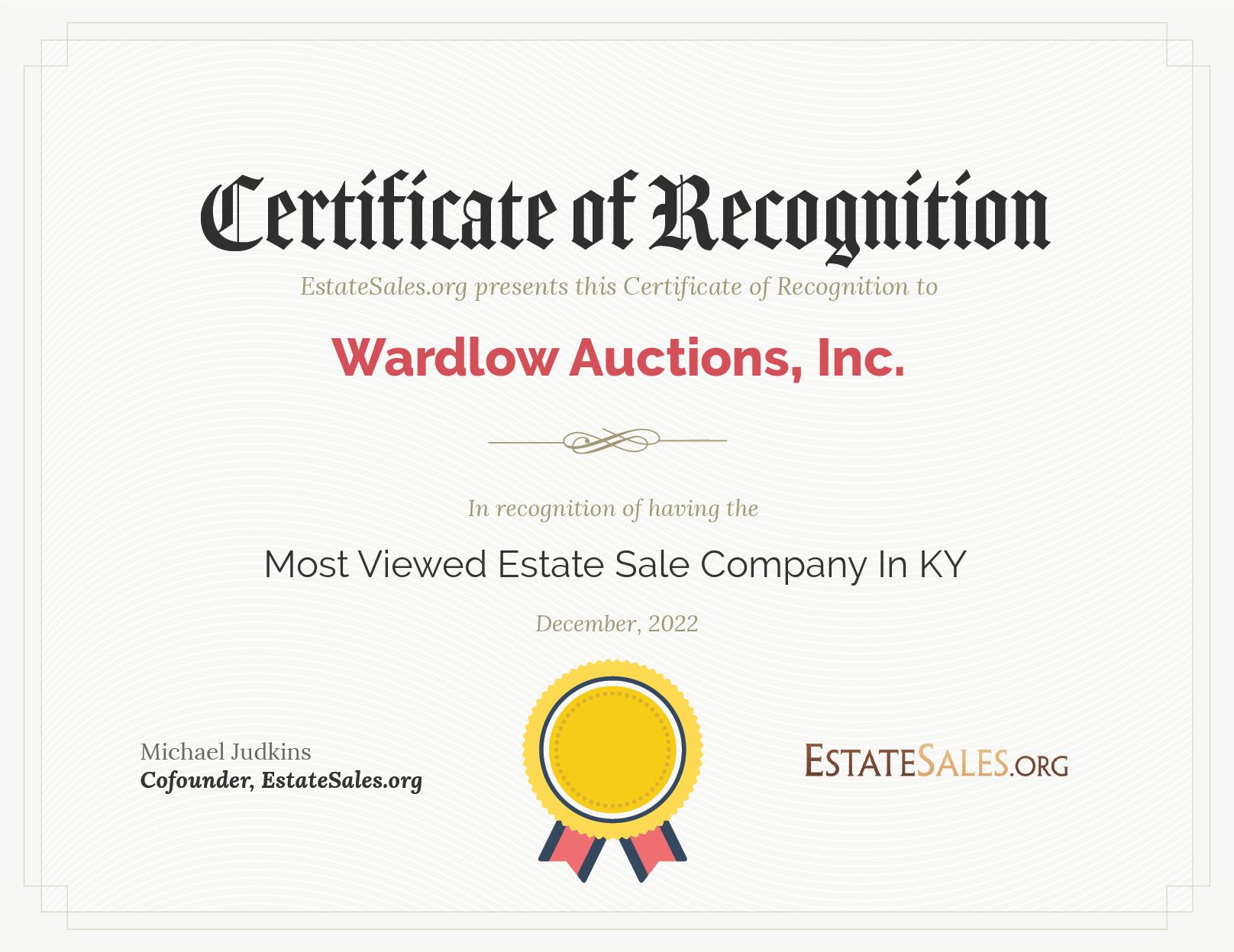 Most Viewed Estate Sale Company Award