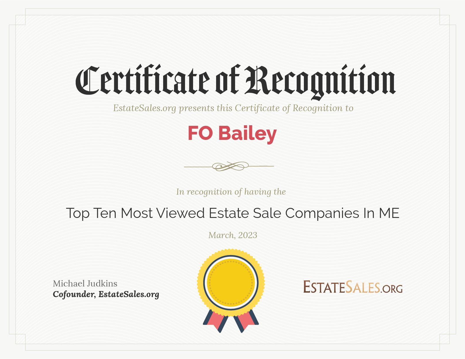 Most Viewed Estate Sale Company Award