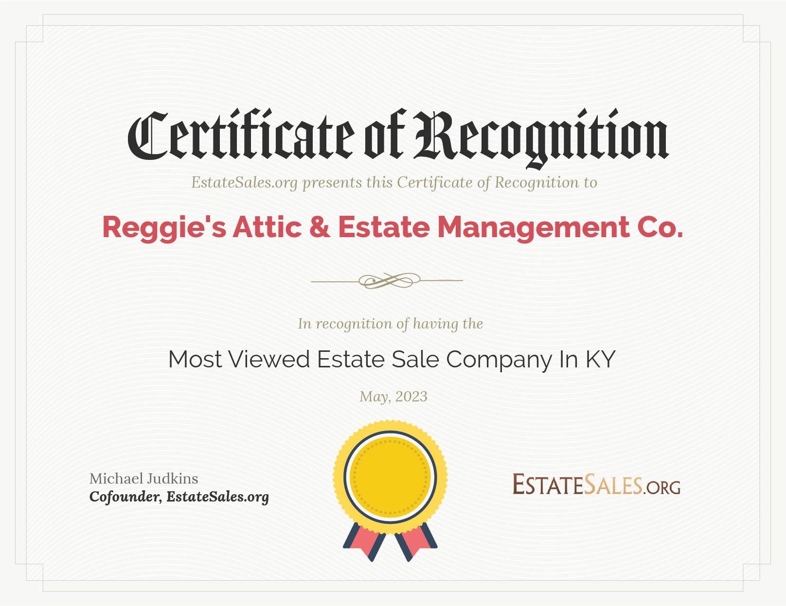 Most Viewed Estate Sale Company Award