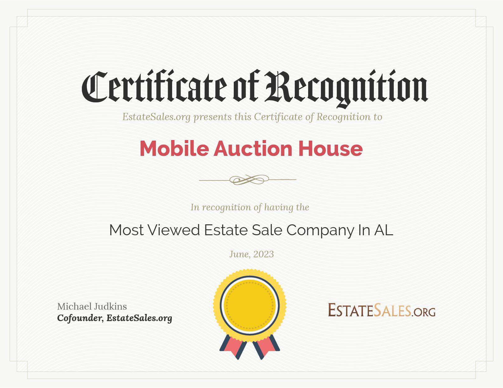 Most Viewed Estate Sale Company Award