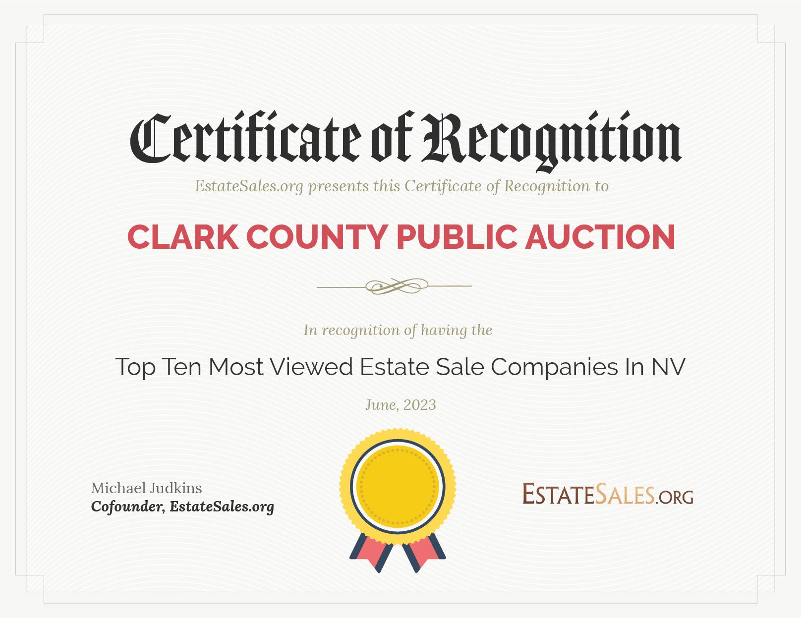 Most Viewed Estate Sale Company Award