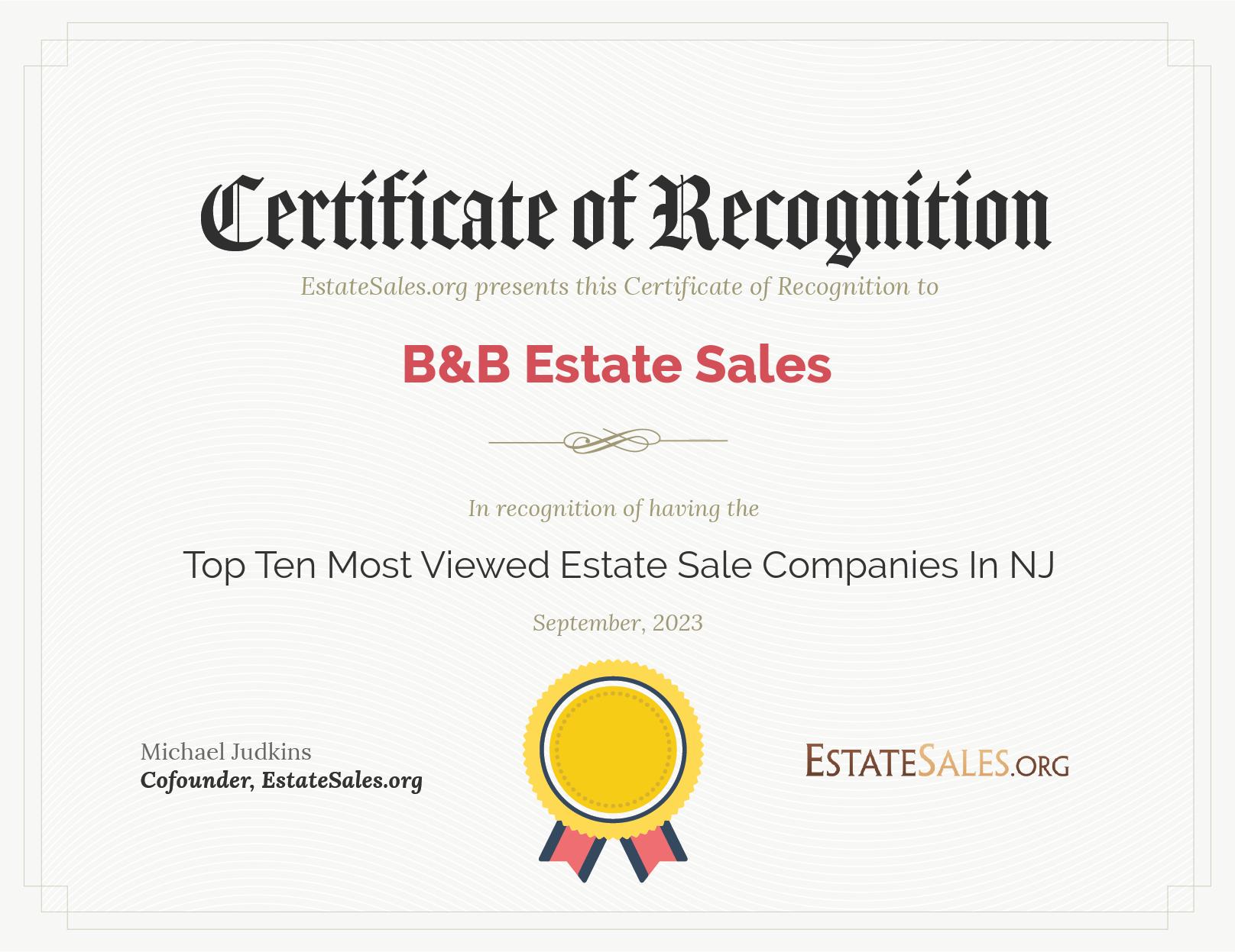 Most Viewed Estate Sale Company Award