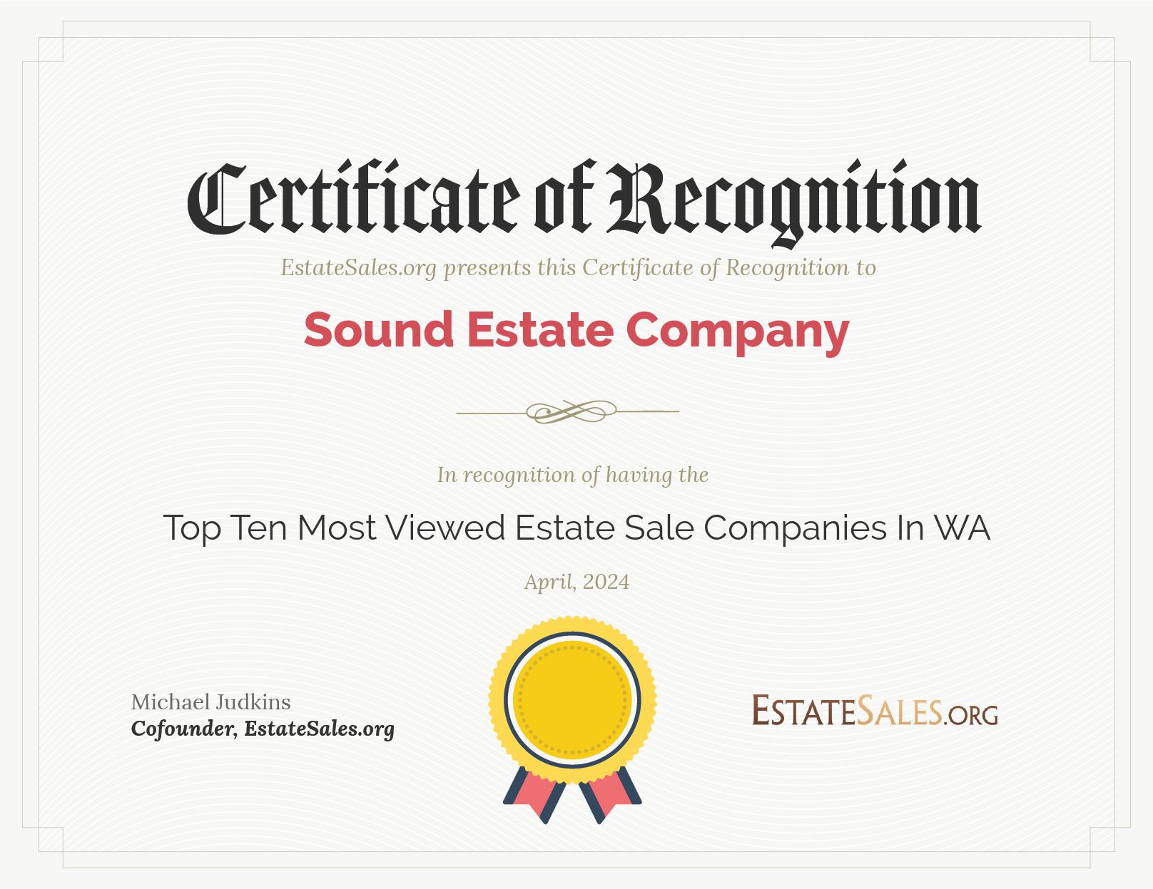 Most Viewed Estate Sale Company Award