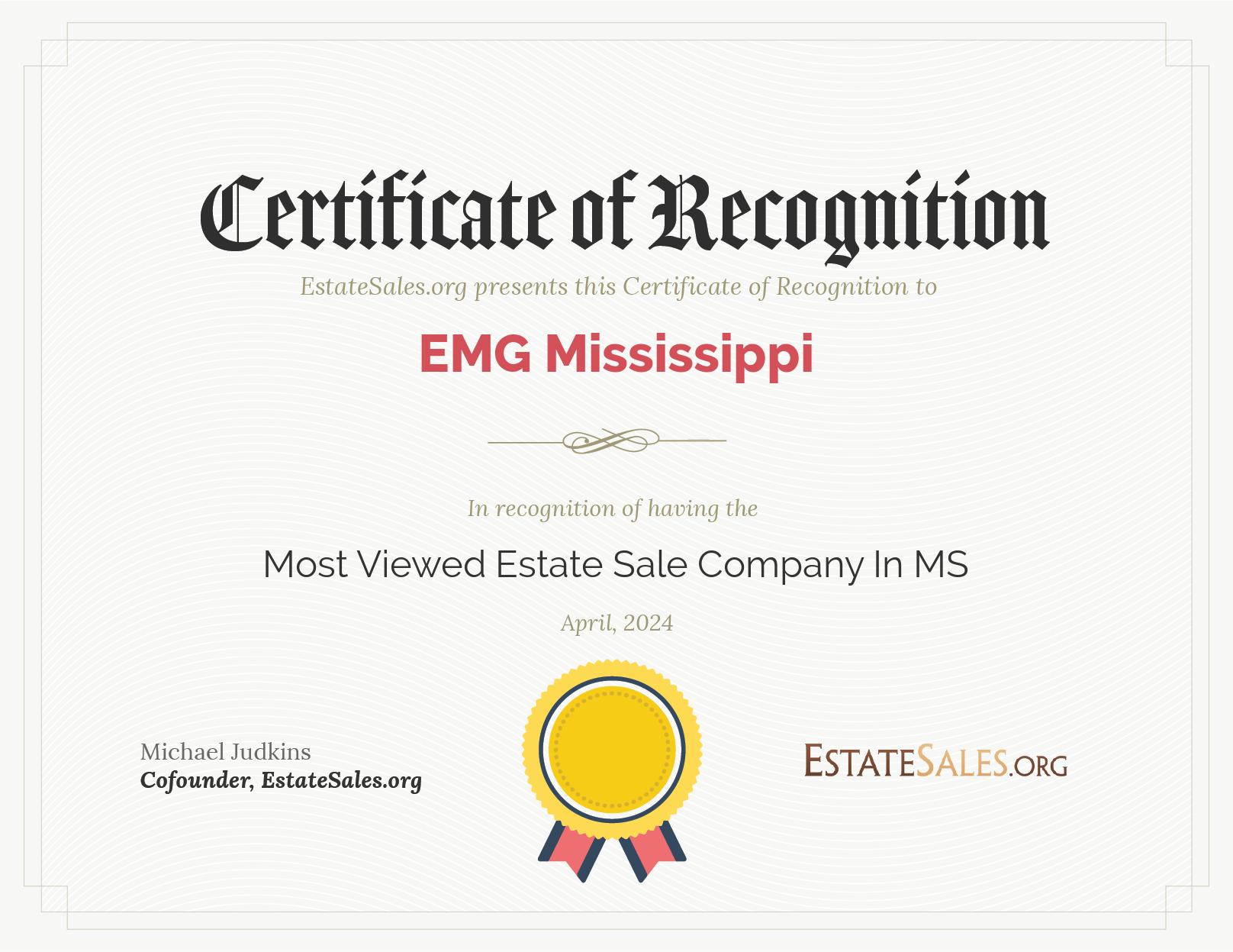 Most Viewed Estate Sale Company Award