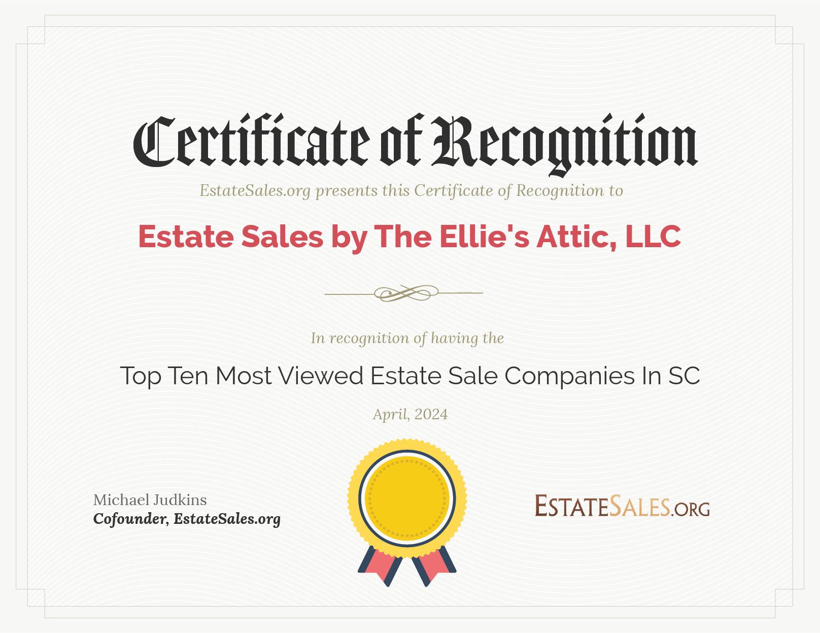 Most Viewed Estate Sale Company Award