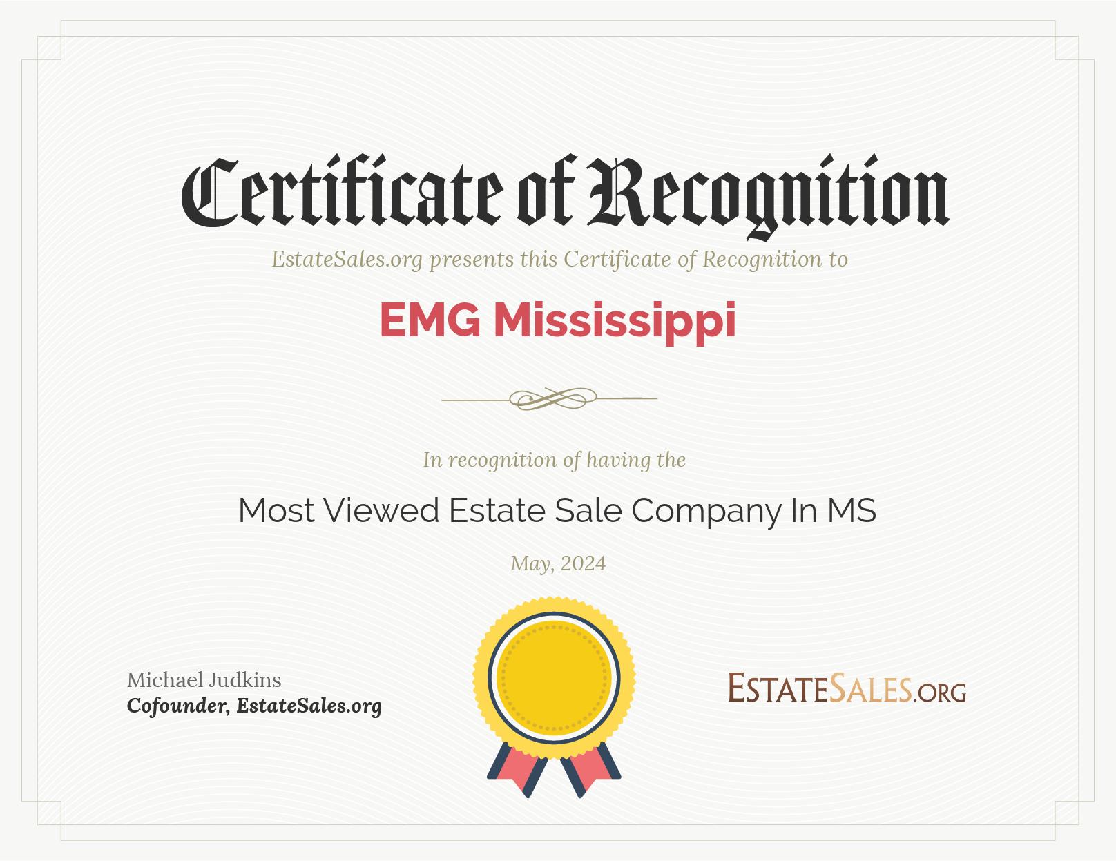 Most Viewed Estate Sale Company Award