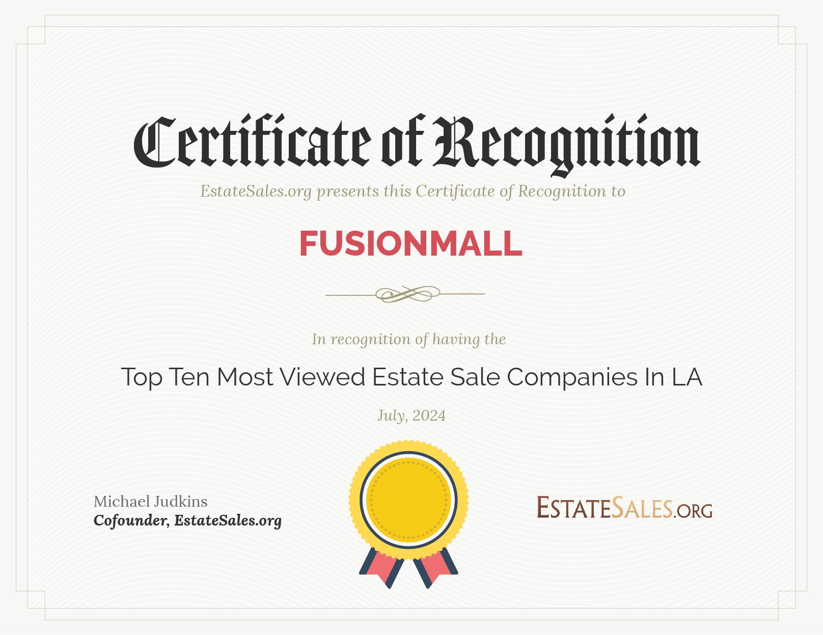 Most Viewed Estate Sale Company Award