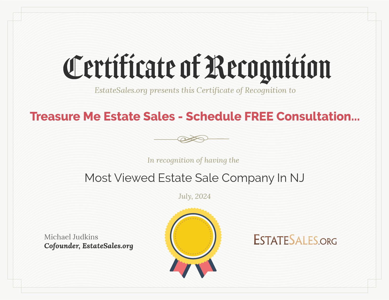 Most Viewed Estate Sale Company Award