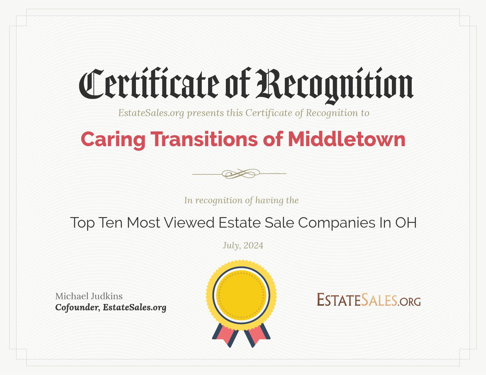 Most Viewed Estate Sale Company Award