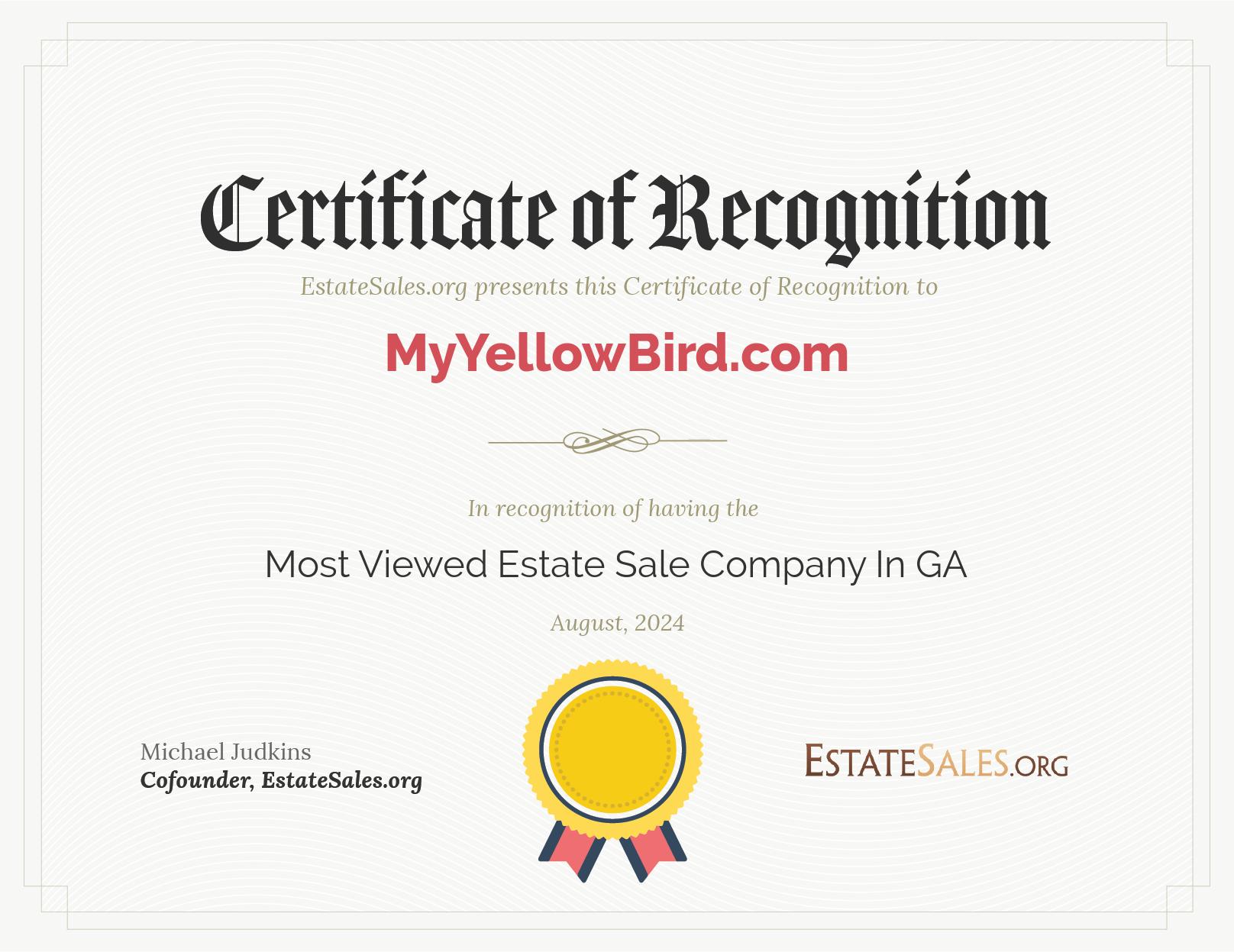 Most Viewed Estate Sale Company Award