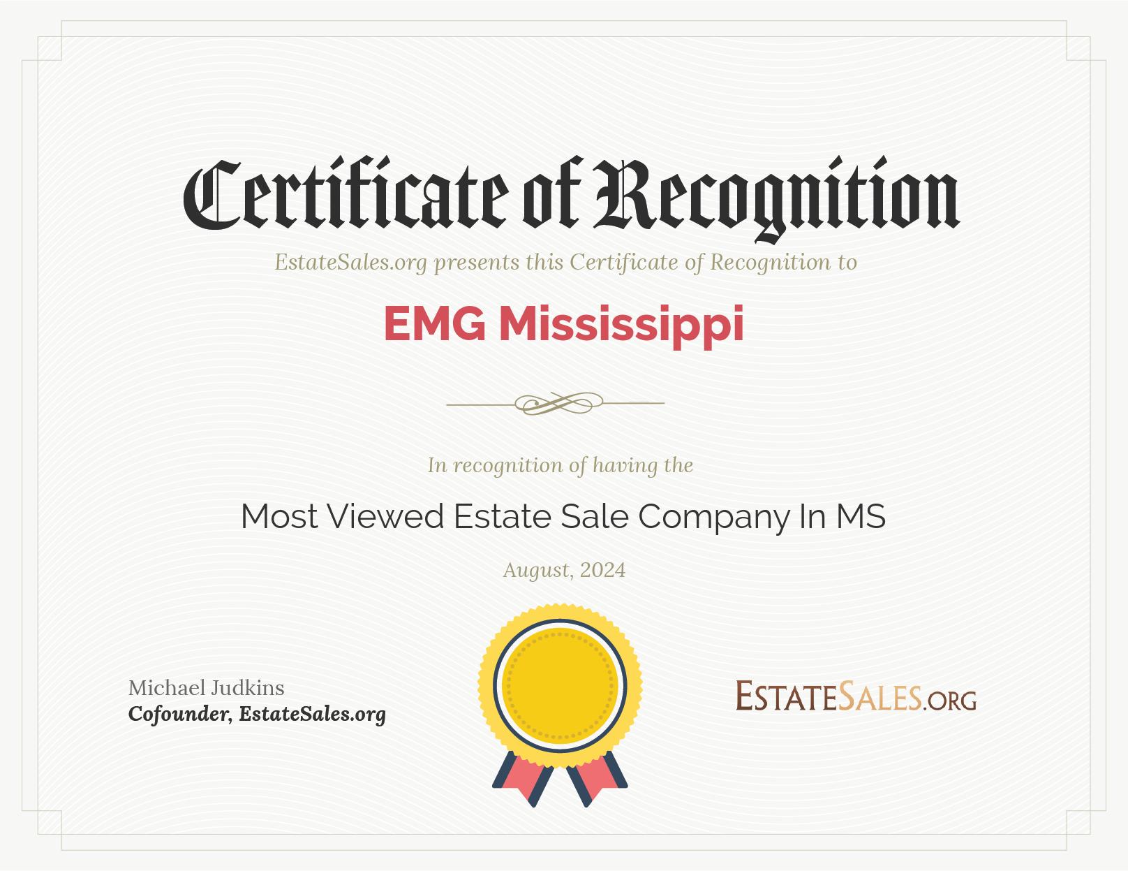 Most Viewed Estate Sale Company Award