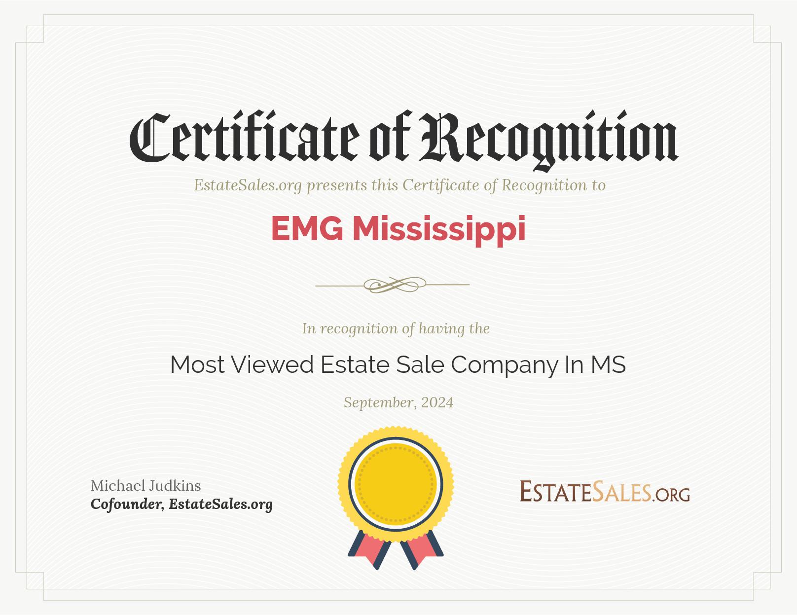 Most Viewed Estate Sale Company Award