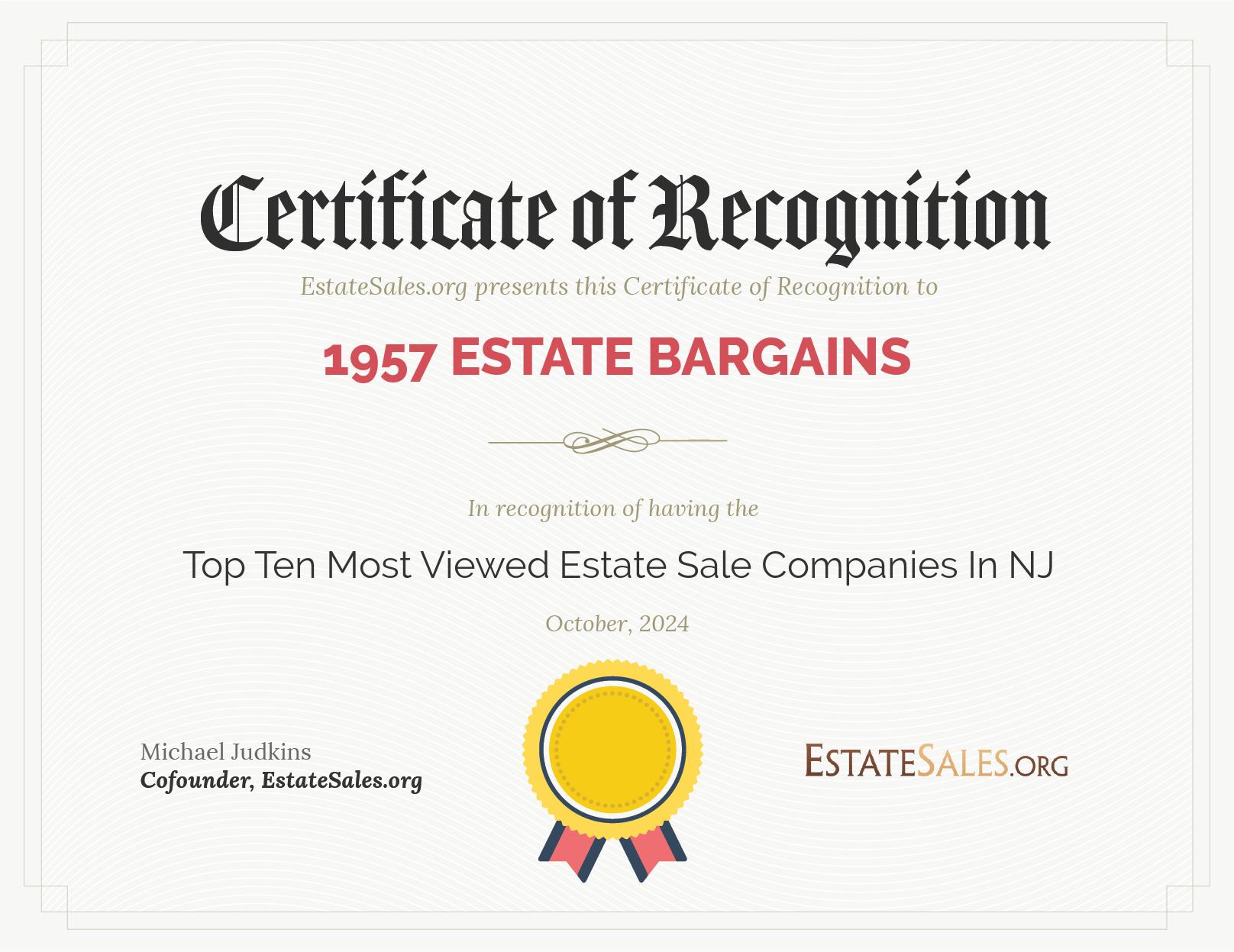 Most Viewed Estate Sale Company Award