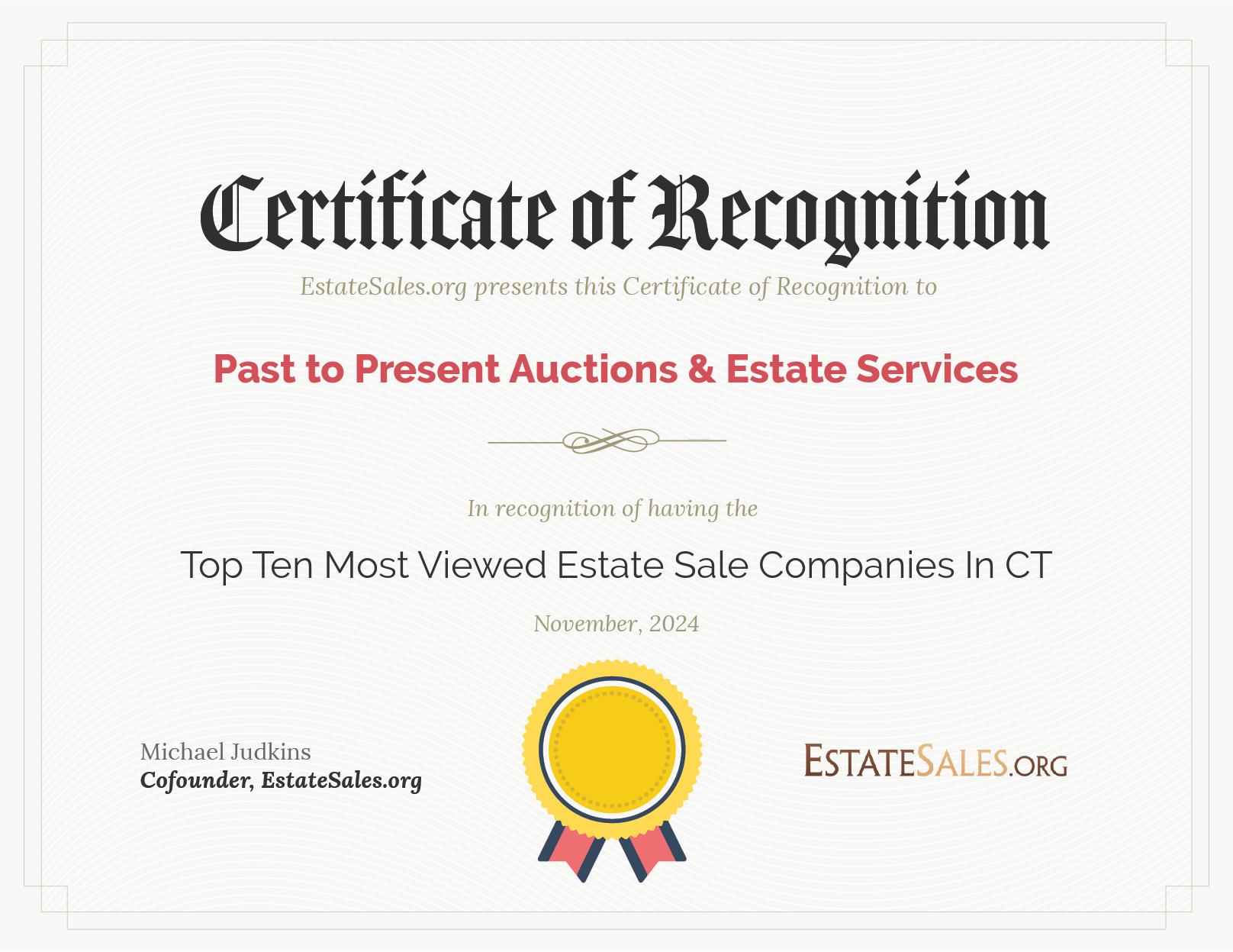 Most Viewed Estate Sale Company Award