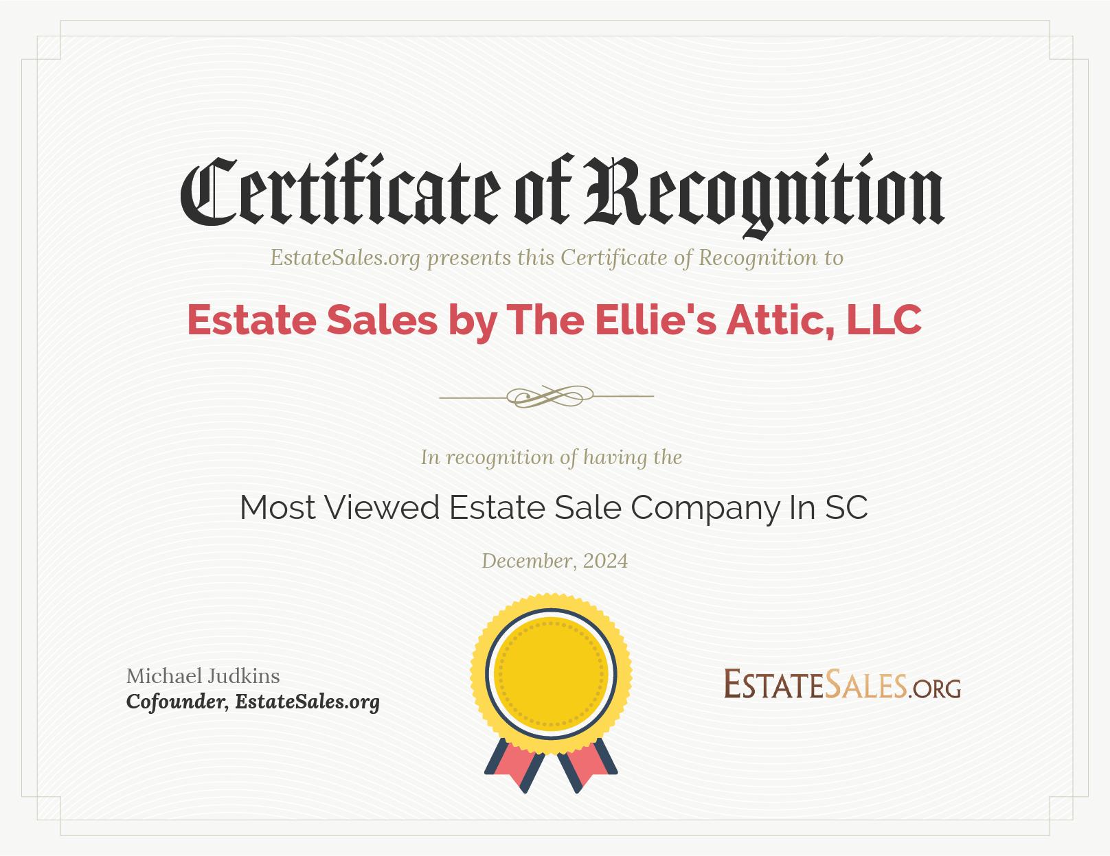 Most Viewed Estate Sale Company Award